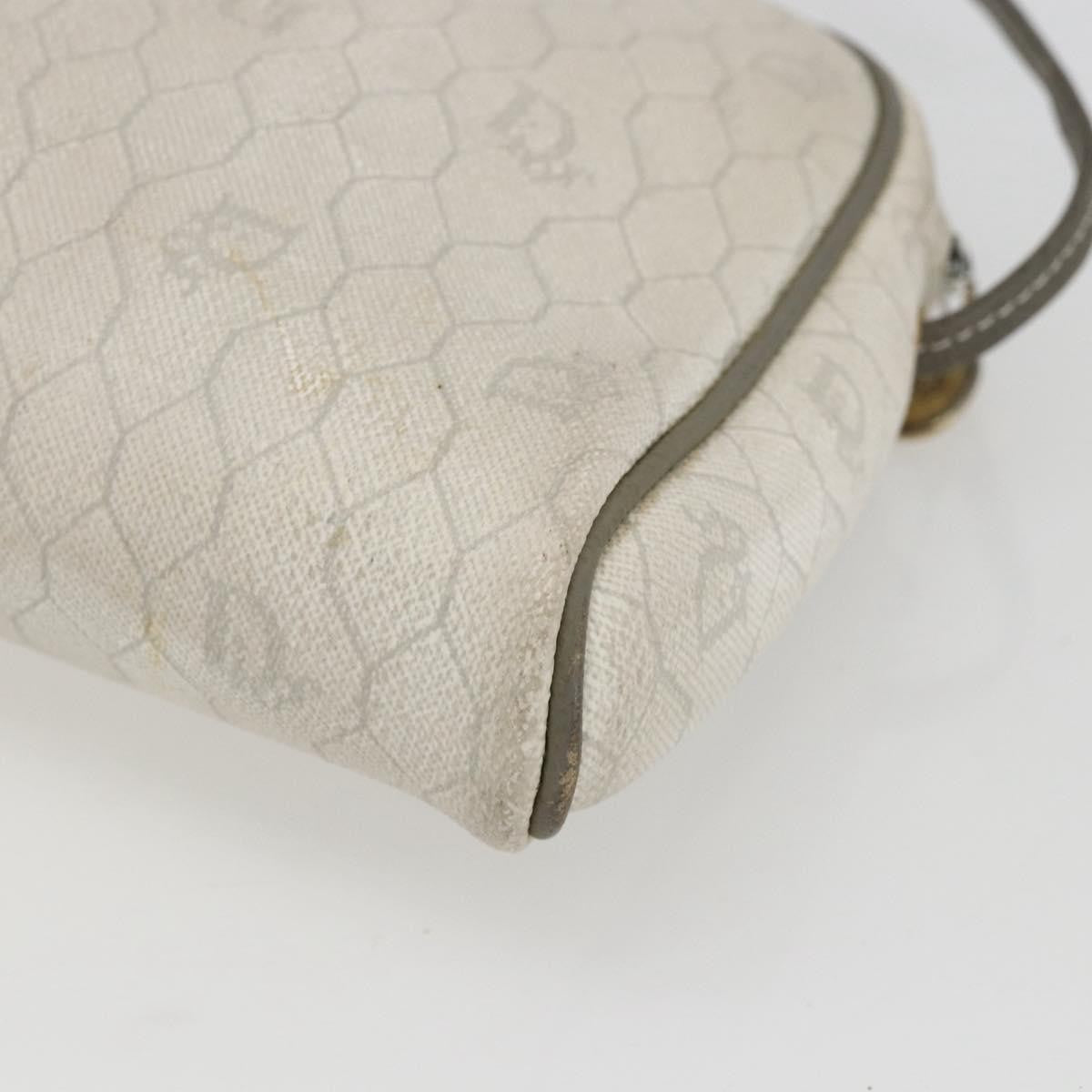 Christian Dior Vintage Honeycomb Canvas And Leather White Canvas Shoulder Bag Bag (Pre-Owned)