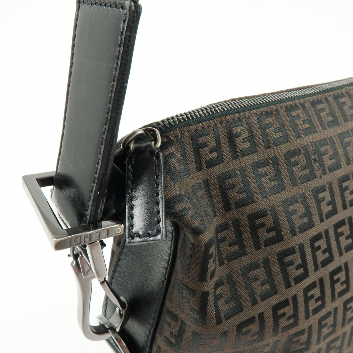 Fendi Shoulder Zucchino Canvas Brown Canvas Shoulder Bag Bag (Pre-Owned)