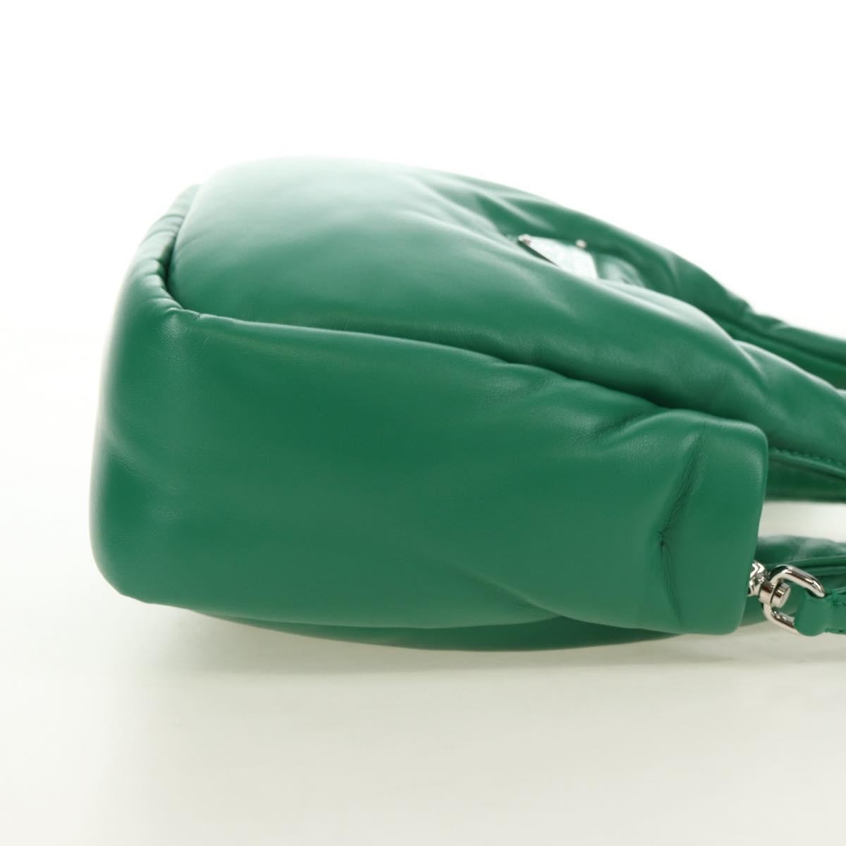 Prada Padded Soft Tote Leather Green Leather Handbag (Pre-Owned)