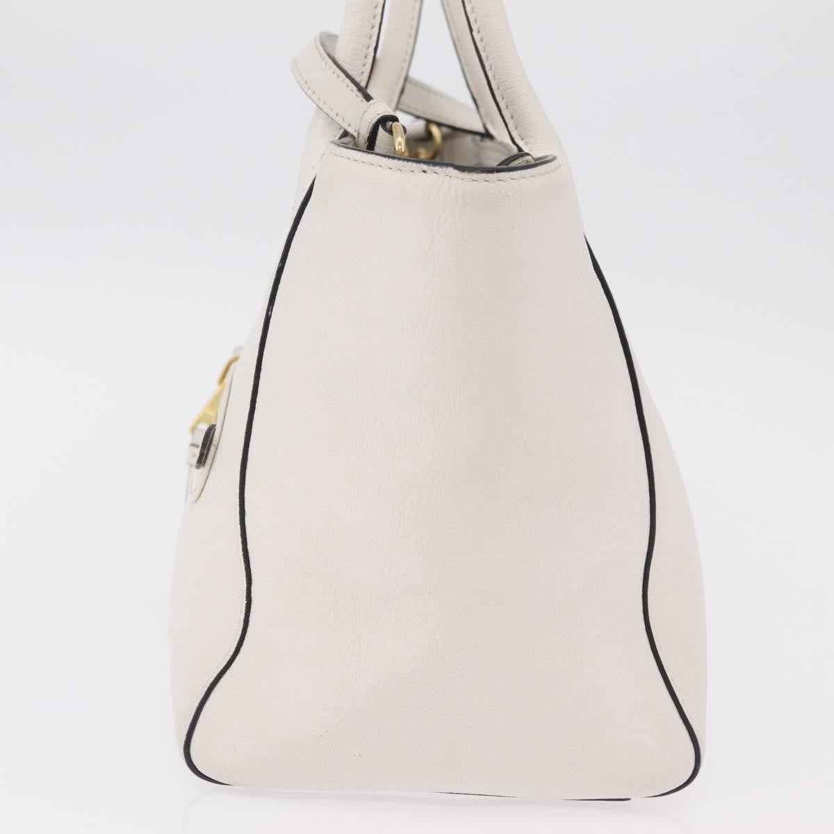 Miu Miu Madras Front Zip Leather White Leather Tote Bag Bag (Pre-Owned)