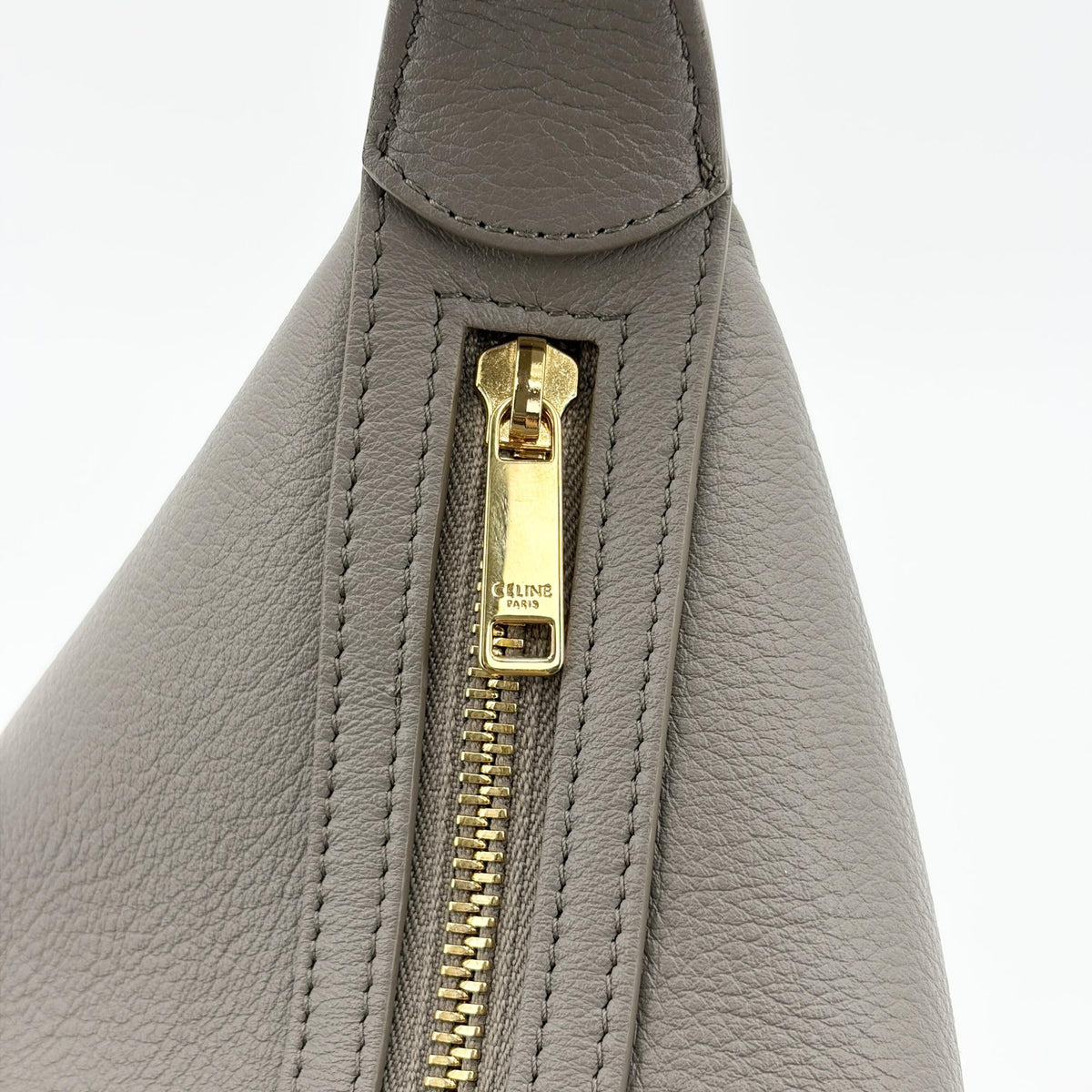 Celine Heloise Triomphe Embossed Leather Gray Leather Shoulder Bag Bag (Pre-Owned)