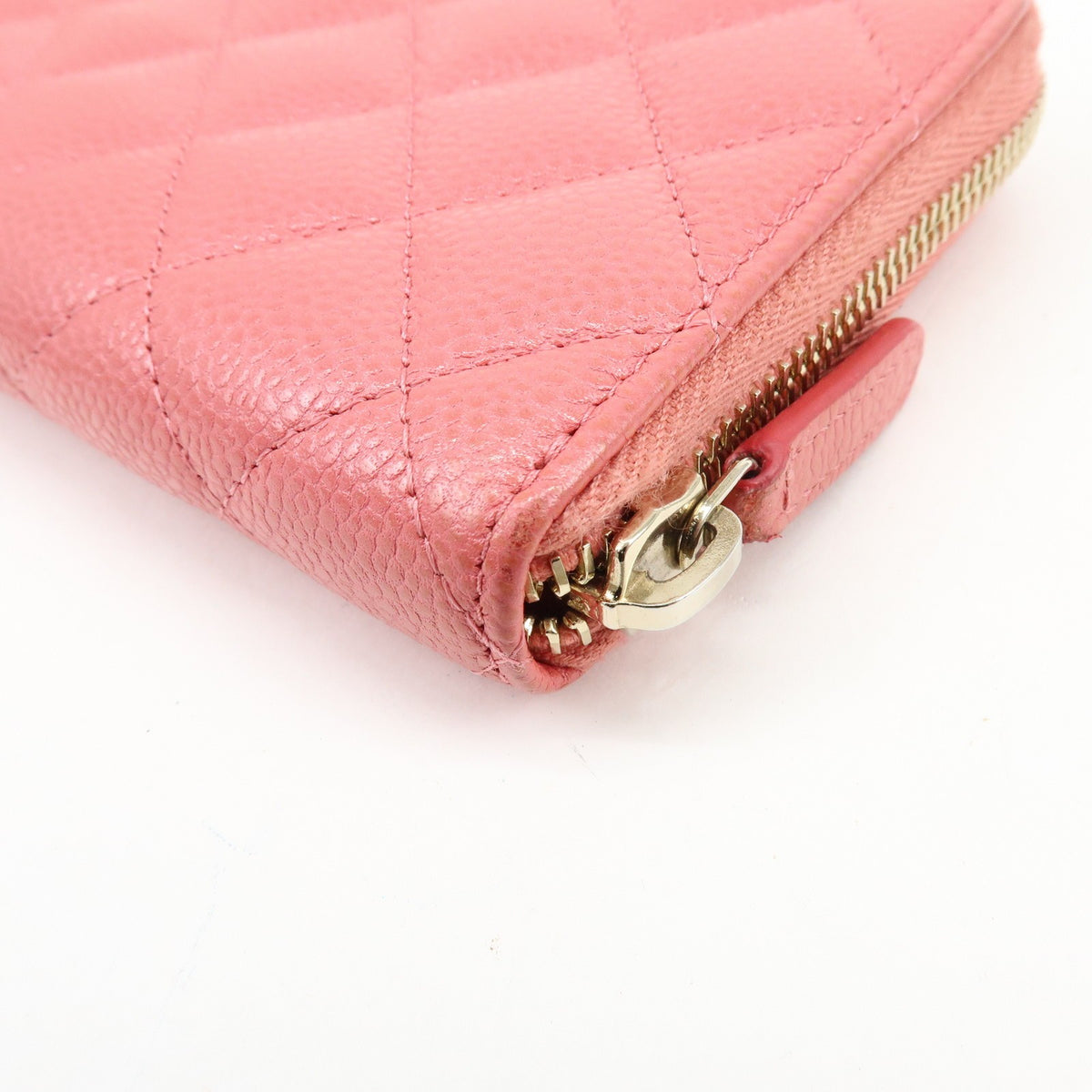 Chanel Zip Around Organizer Quilted Caviar Pink Leather Wallets Accessory (Pre-Owned)