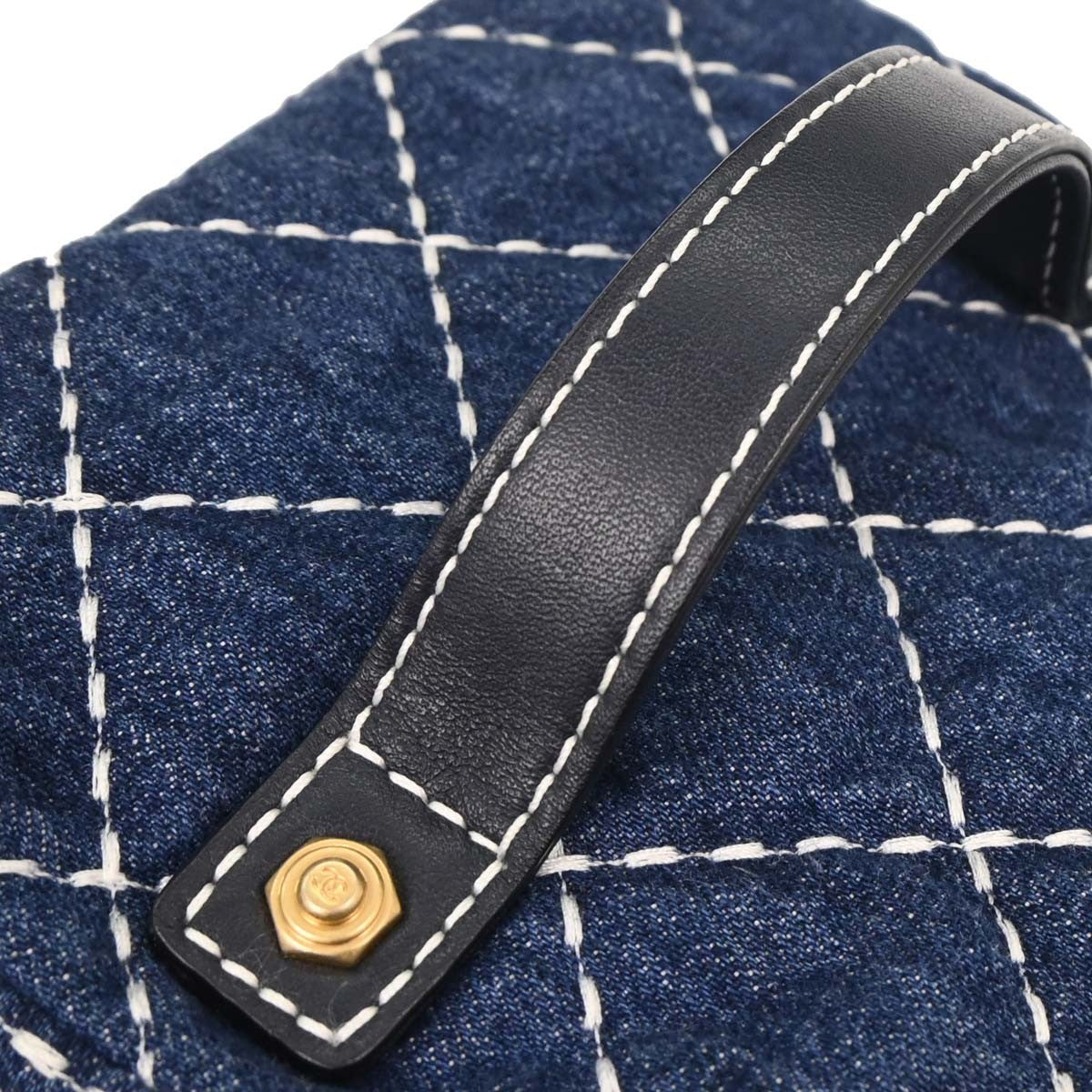 Chanel Vanity Case Quilted Denim Blue Denim_Jeans Handbag (Pre-Owned)
