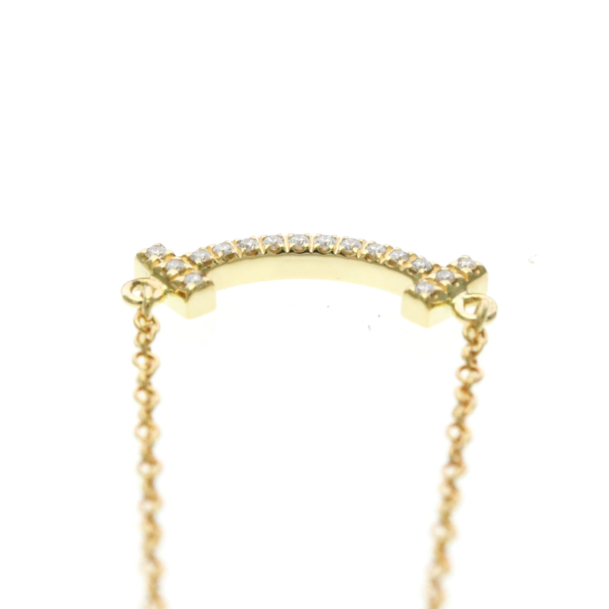 Tiffany & Co. T Smile Pendant 18K Yellow Gold With Diamonds Gold Yellow_Gold Necklace Jewelry (Pre-Owned)