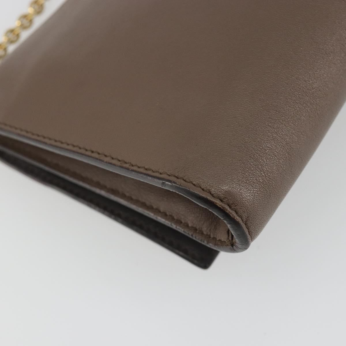 Salvatore Ferragamo Gancini Chain Leather Gray Leather Shoulder Bag Bag (Pre-Owned)
