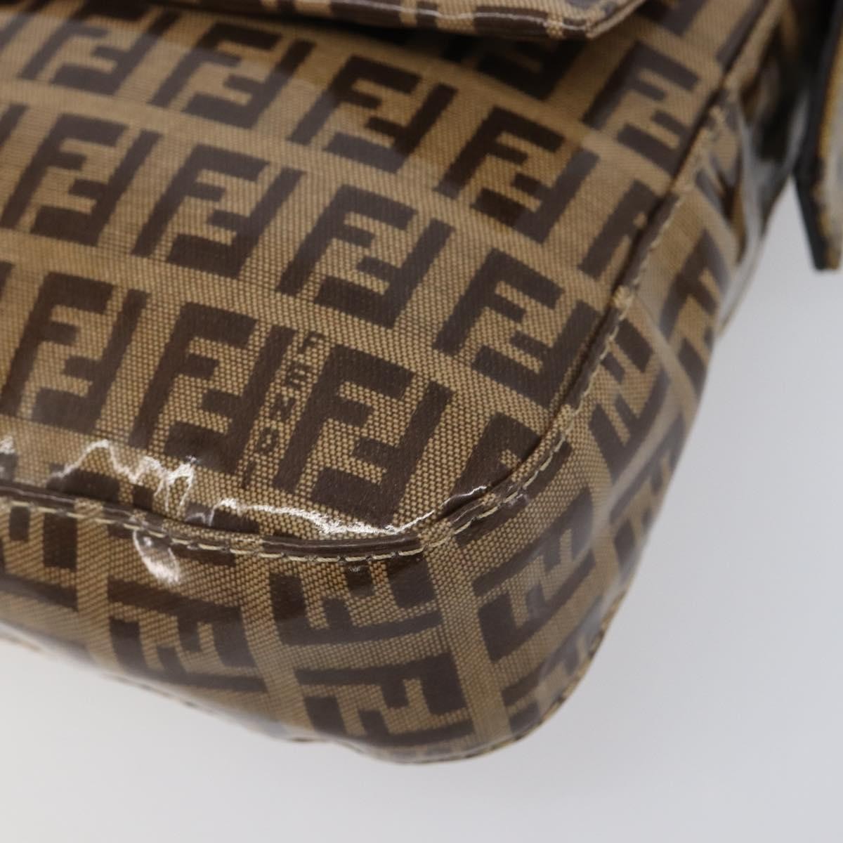 Fendi Mamma Baguette Zucca Patent Leather Beige Canvas Shoulder Bag Bag (Pre-Owned)
