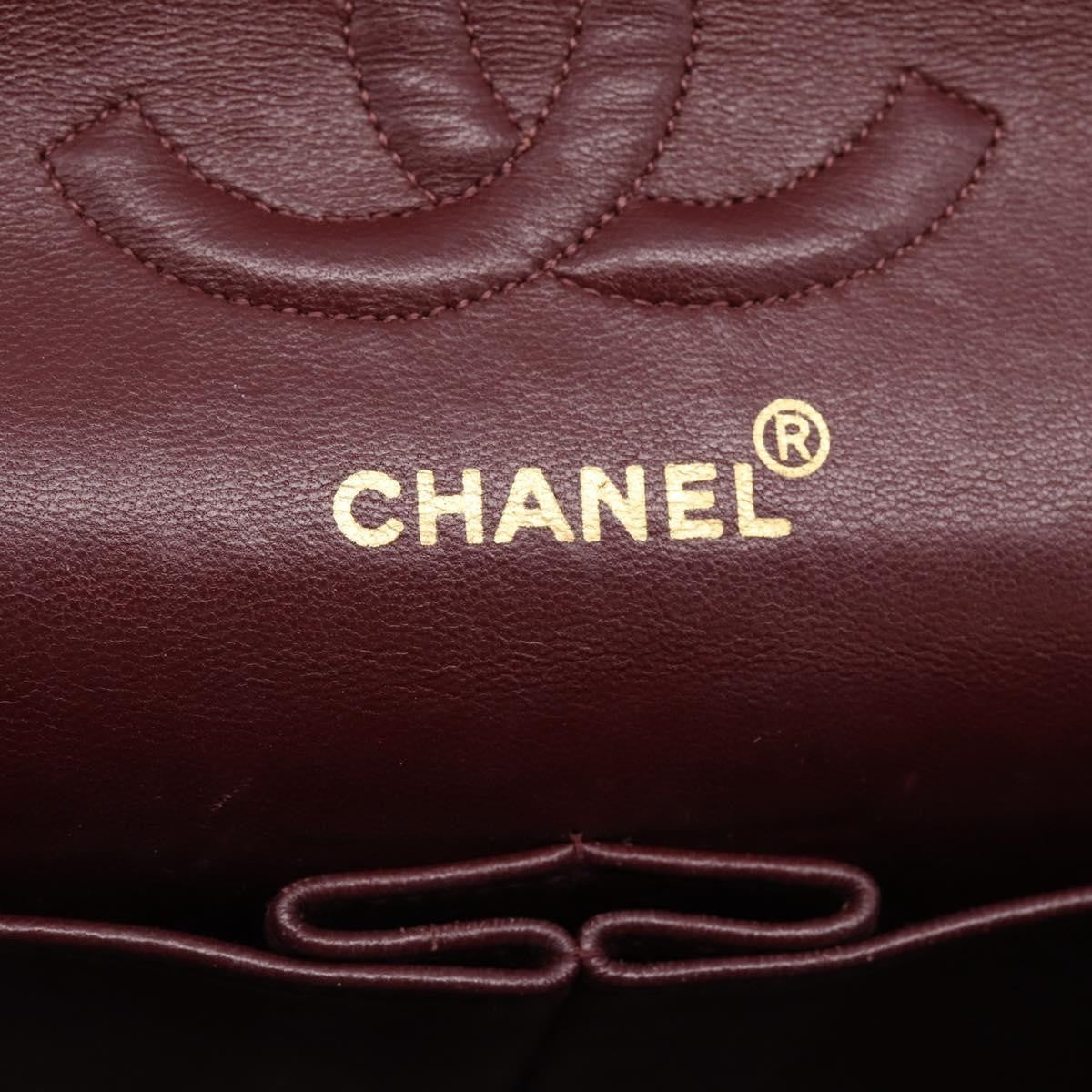 Chanel Timeless - Classic Double Flap Quilted Lambskin Black Leather Handbag (Pre-Owned)