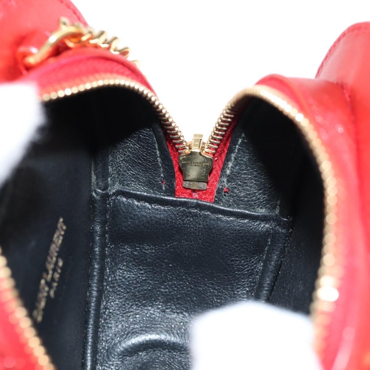 Saint Laurent Love Heart Chain Leather Red Leather Shoulder Bag Bag (Pre-Owned)