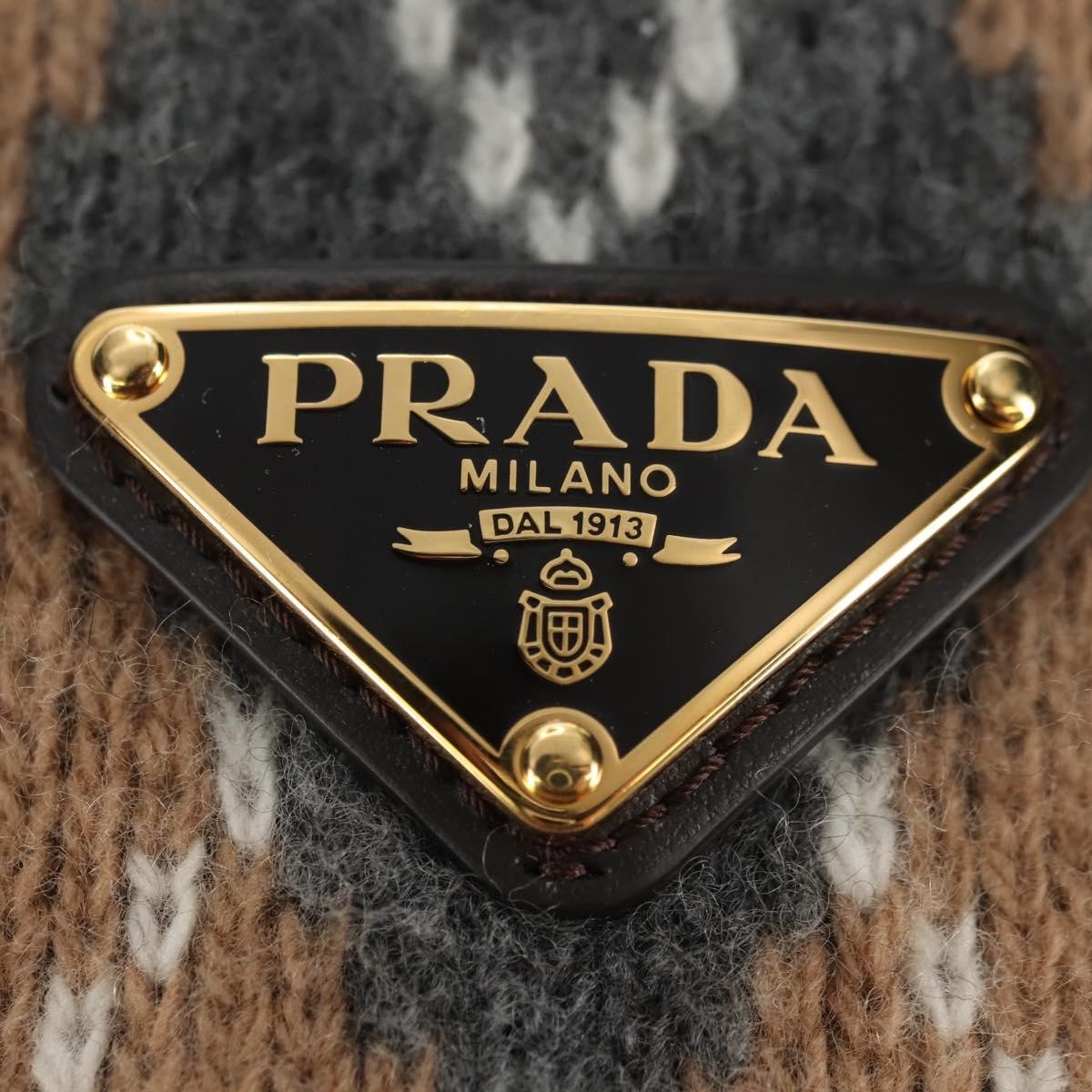 Prada Triangle Logo Bucket Hat Wool & Cashmere Beige Wool Head Accessory Accessory (Pre-Owned)