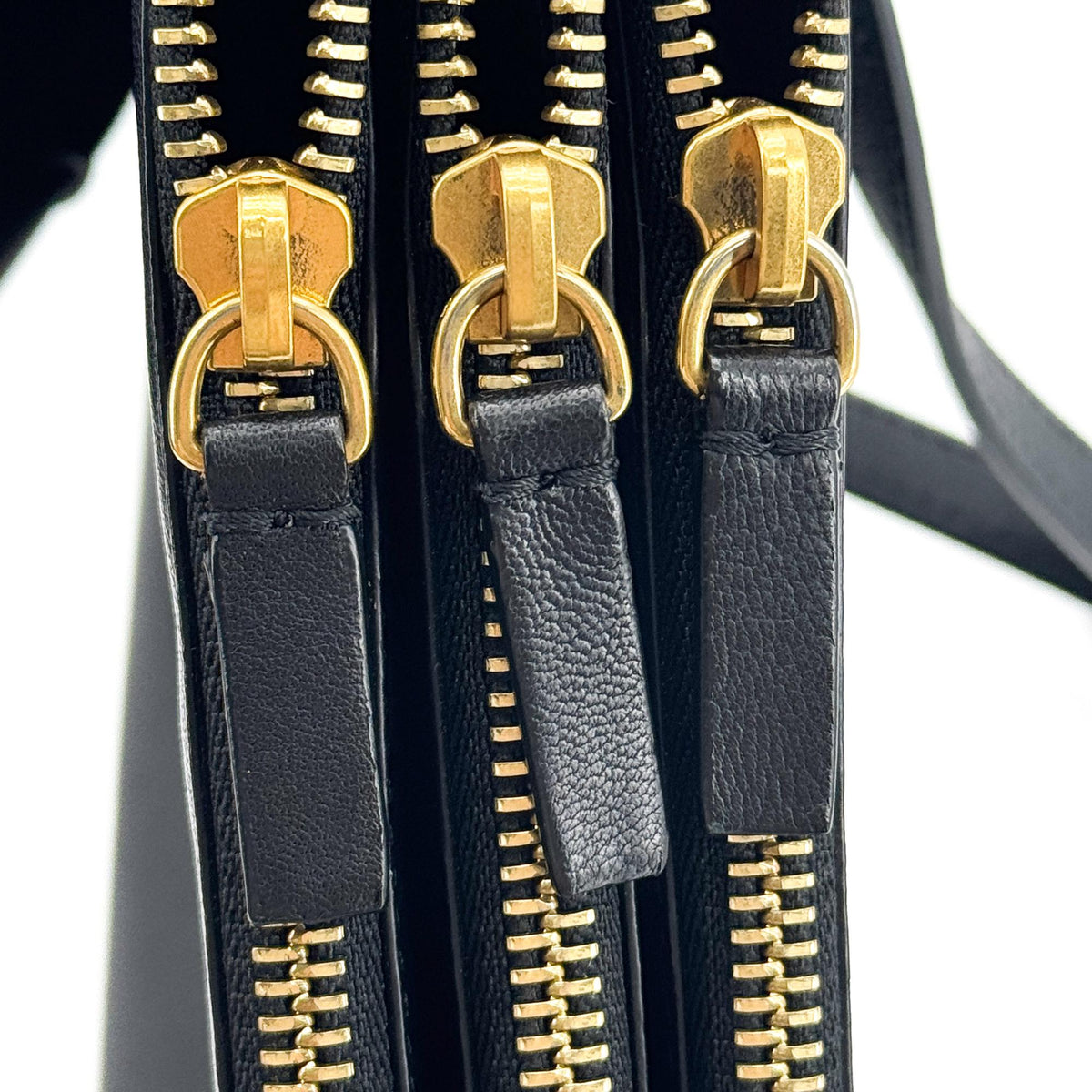 Celine Trio Zip Clutch Leather Black Leather Clutche & Pouche Bag (Pre-Owned)