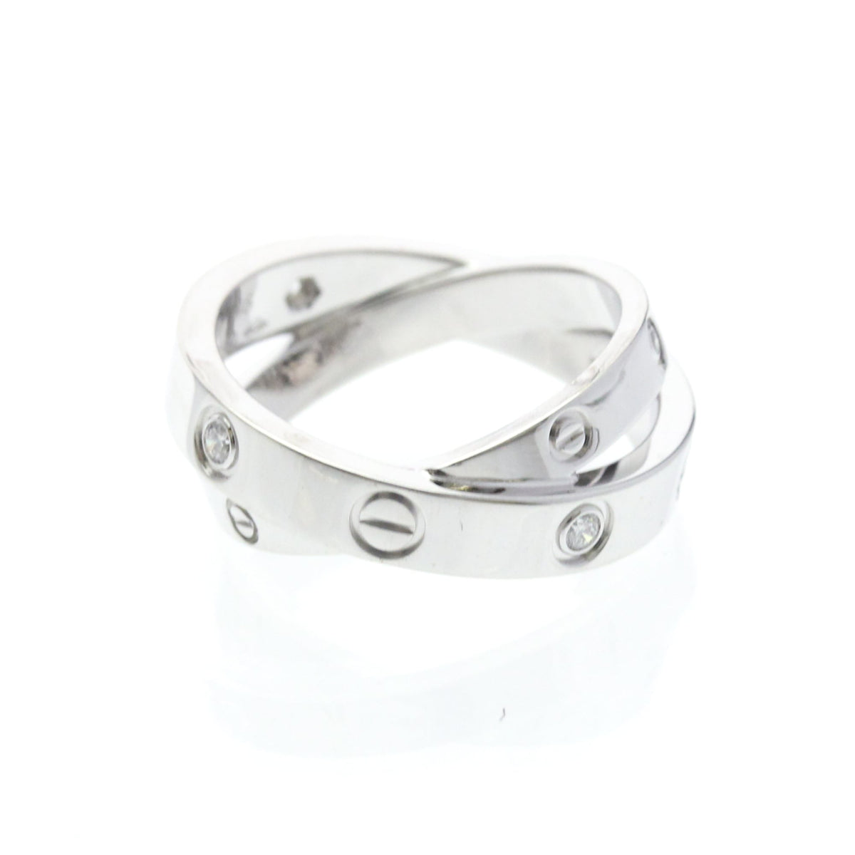 Cartier Be Love 18K White Gold With Diamonds Silver White_Gold Ring Jewelry (Pre-Owned)
