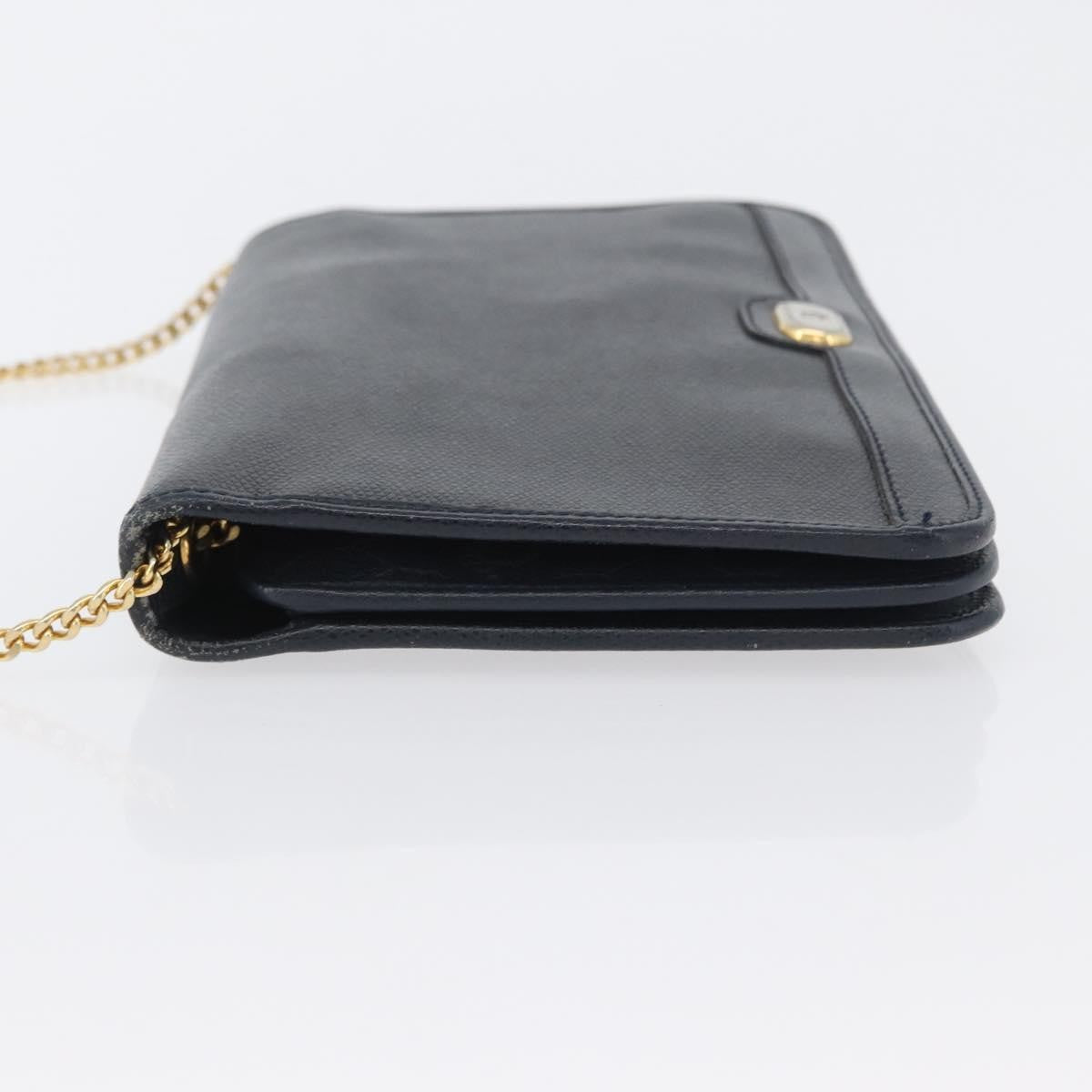 Christian Dior Vintage Chain Flap Leather Navy Leather Shoulder Bag Bag (Pre-Owned)