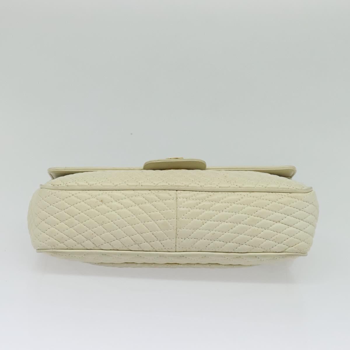 Bally Vintage Chain Quilted Leather White Leather Shoulder Bag Bag (Pre-Owned)