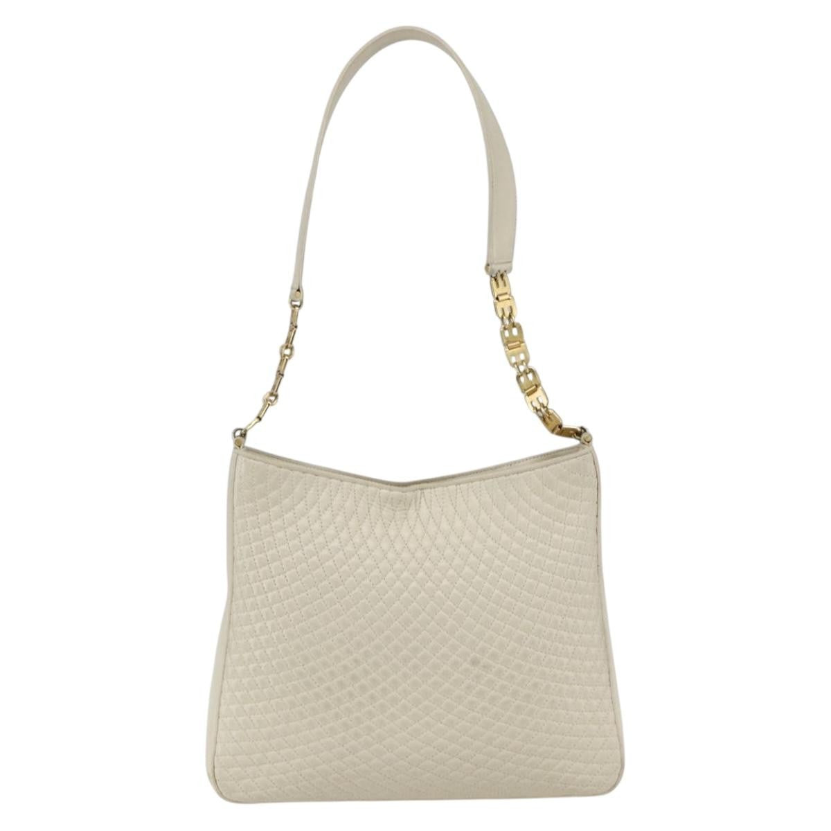 Bally Vintage Quilted Leather Ecru Leather Shoulder Bag Bag (Pre-Owned)