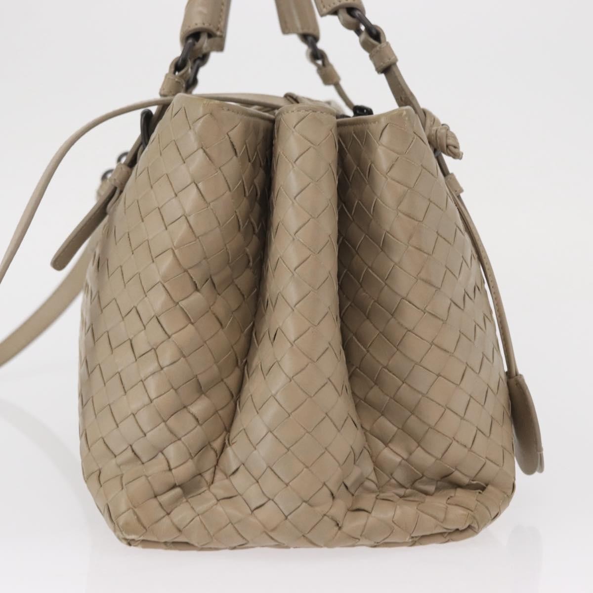 Bottega Veneta Roma Intrecciato Nappa Gray Leather Handbag (Pre-Owned)