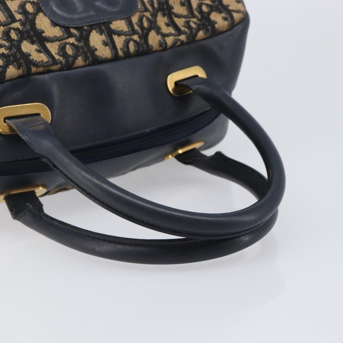 Christian Dior Detective Handle Leather Navy Canvas Handbag (Pre-Owned)