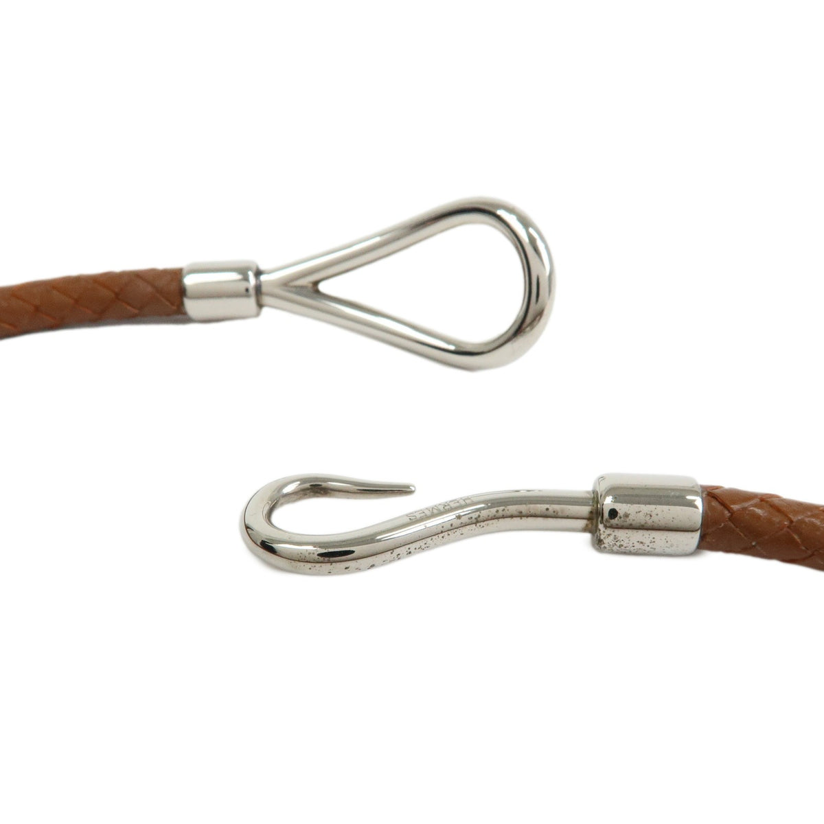 Hermes Jumbo Hook Double Tour Leather And Metal Brown Leather Bracelet Jewelry (Pre-Owned)