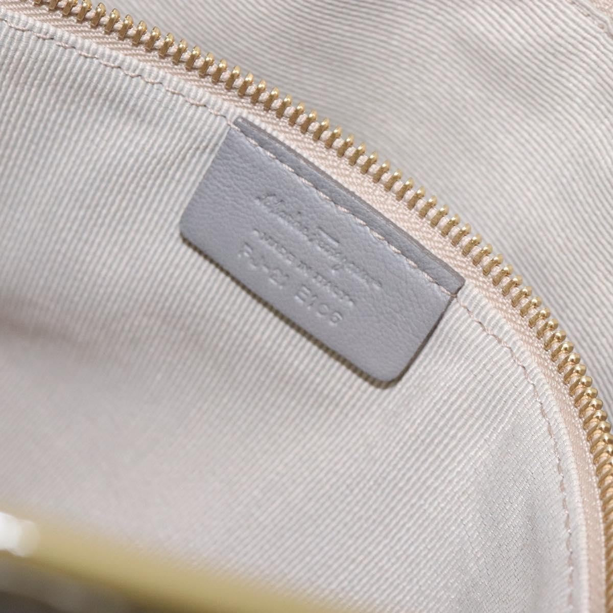 Salvatore Ferragamo Vala Leather Gray Leather Handbag (Pre-Owned)