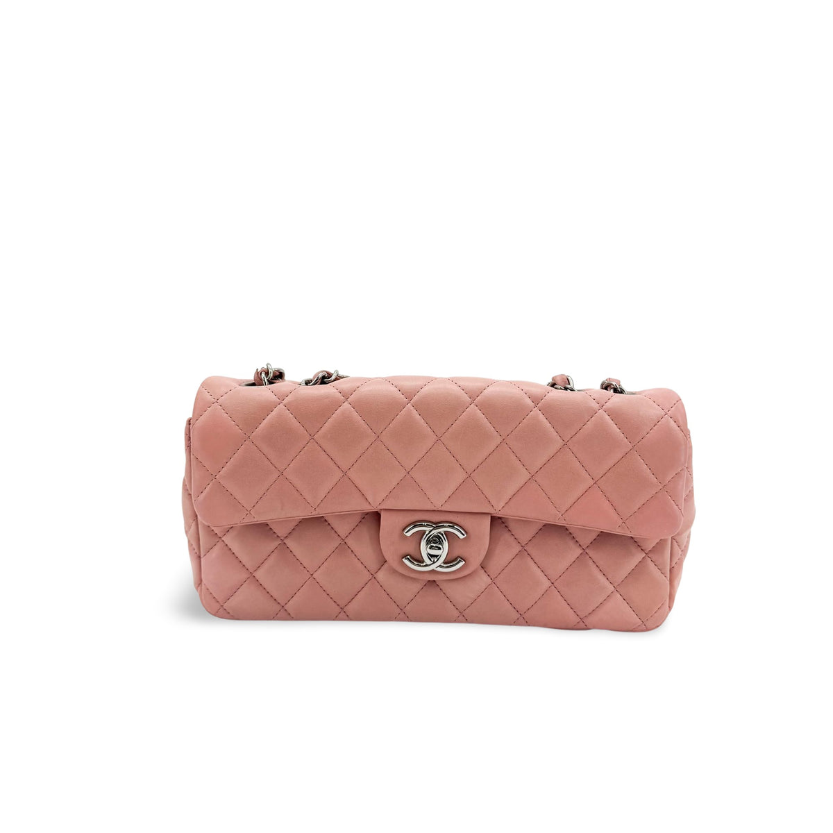 Chanel Classic Single Flap Quilted Lambskin Pink Leather Handbag (Pre-Owned)