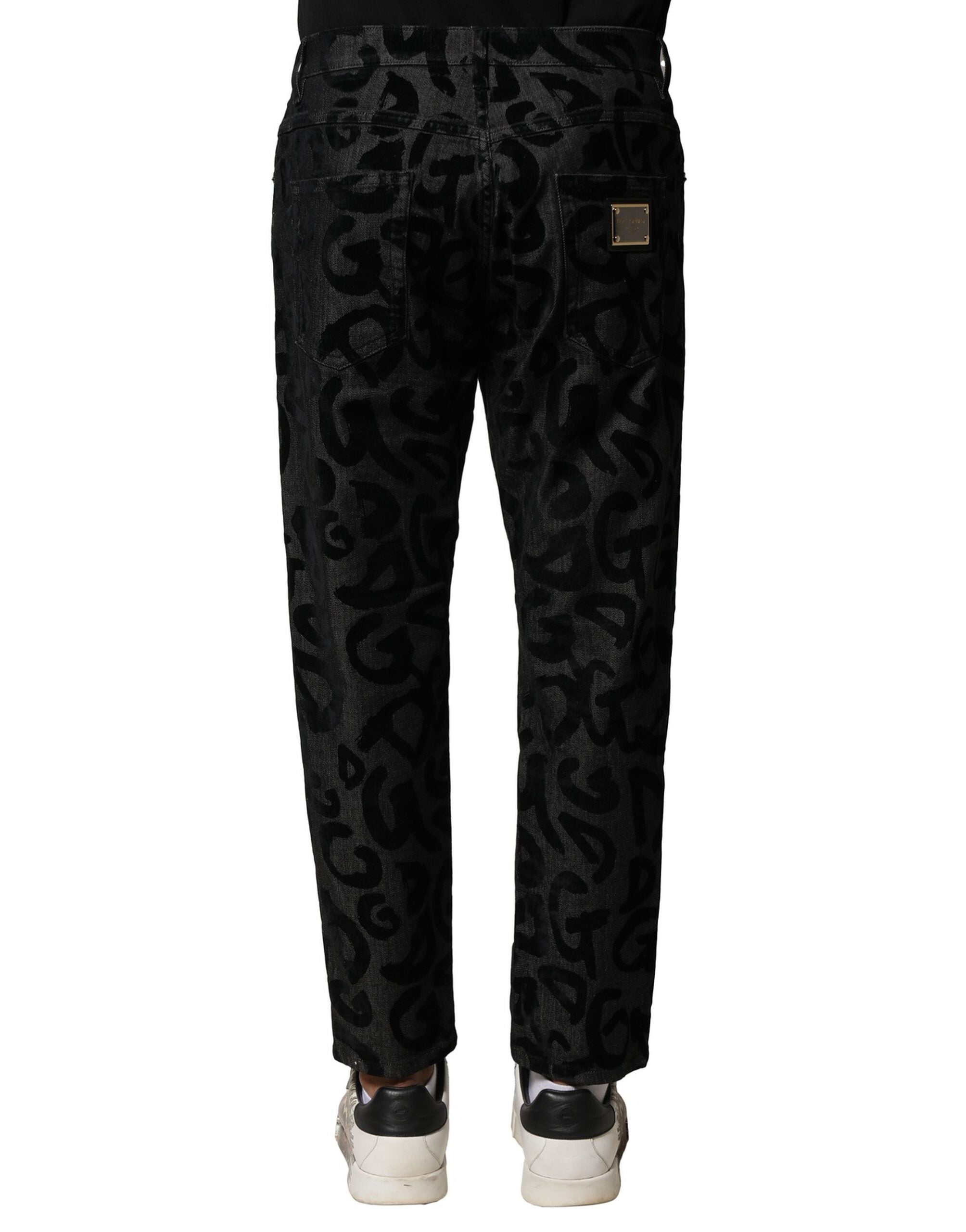 Dolce & Gabbana Gray Cotton DG Logo Straight Men Denim Men's Jeans