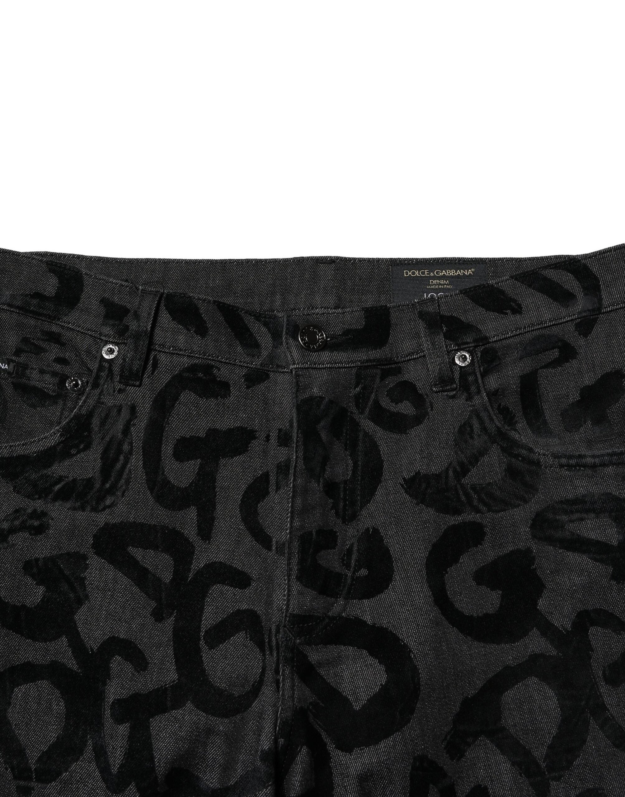 Dolce & Gabbana Gray Cotton DG Logo Straight Men Denim Men's Jeans