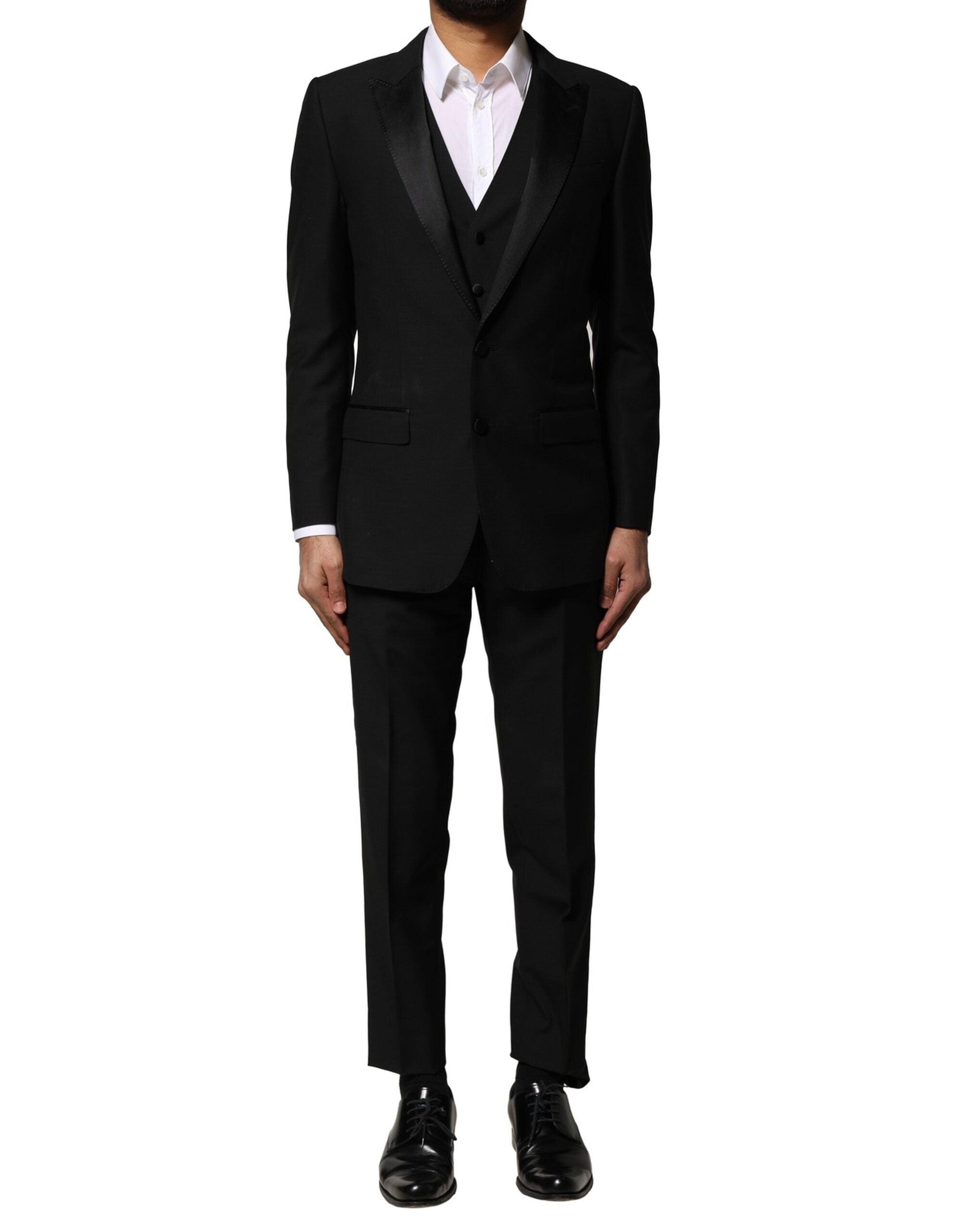 Dolce & Gabbana Black Wool 3 Piece Single Breasted Men's Suit