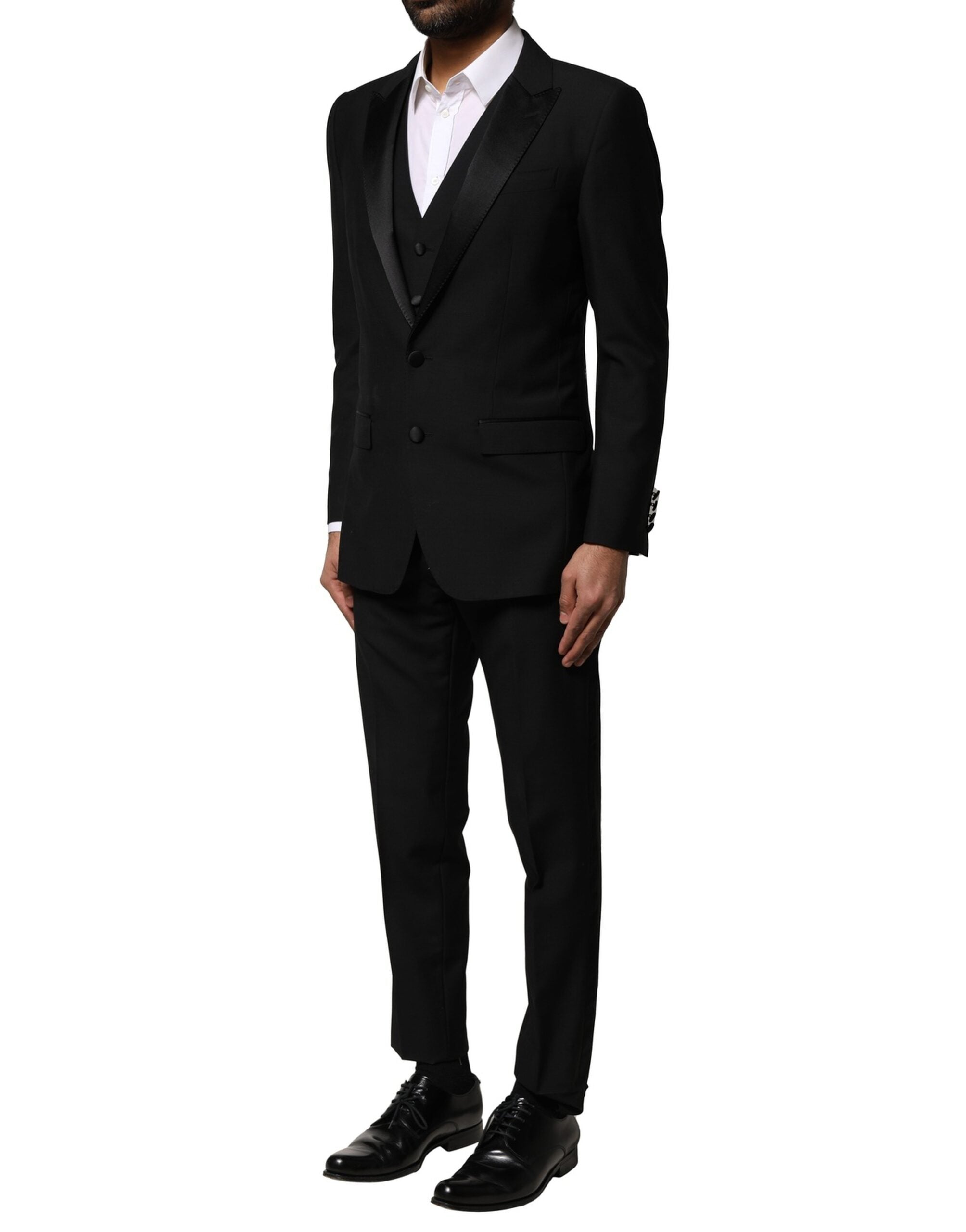Dolce & Gabbana Black Wool 3 Piece Single Breasted Men's Suit
