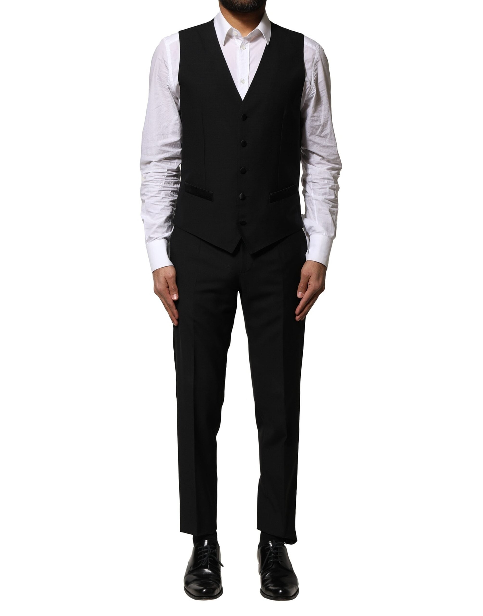 Dolce & Gabbana Black Wool 3 Piece Single Breasted Men's Suit
