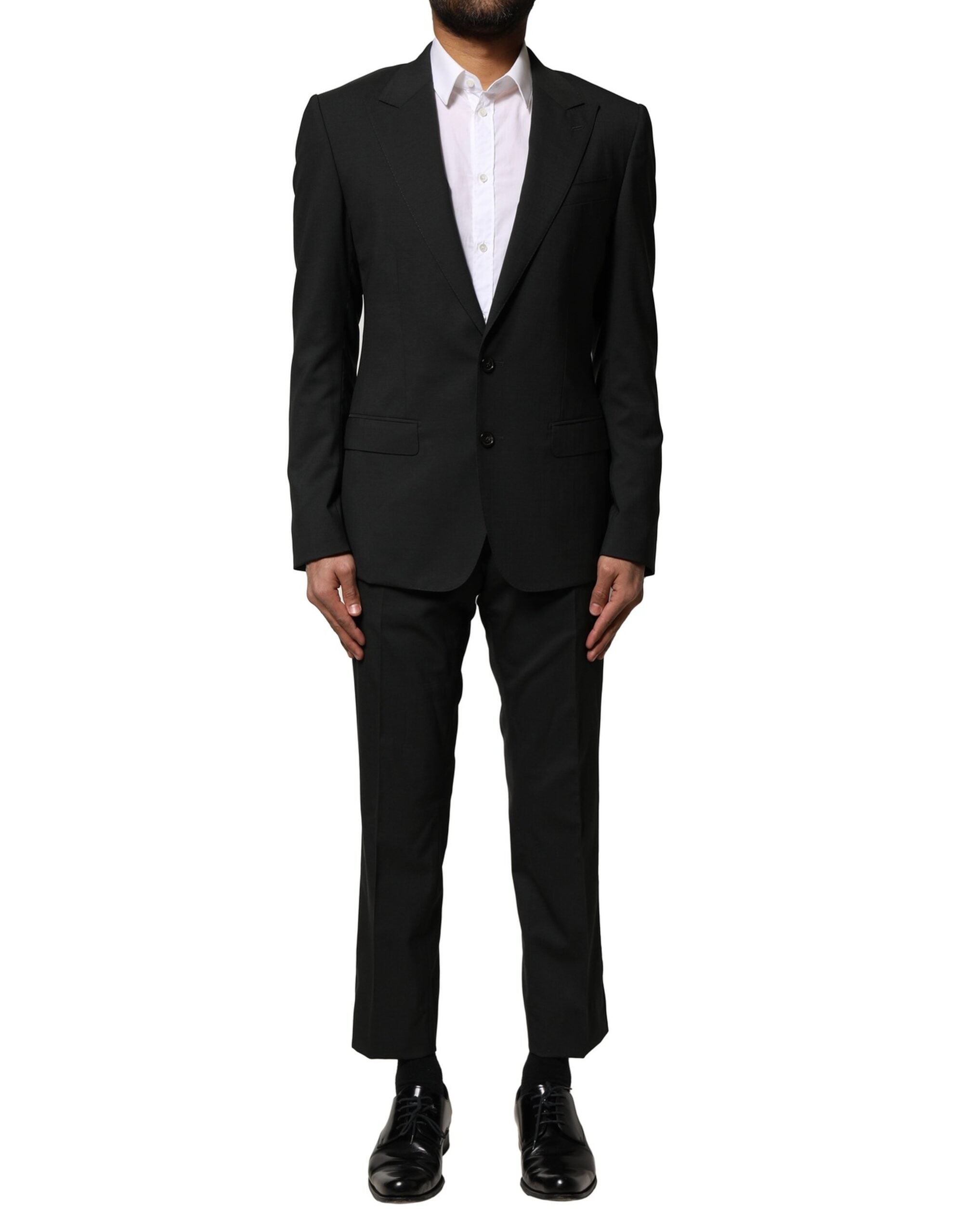Dolce & Gabbana Black Wool 2 Piece Single Breasted Men's Suit