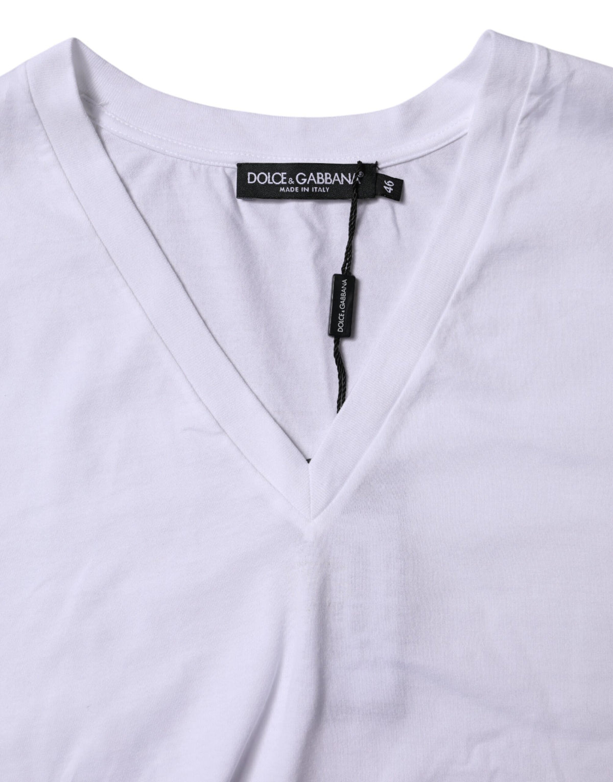 Dolce & Gabbana White Cotton Short Sleeves V-neck Women's T-shirt