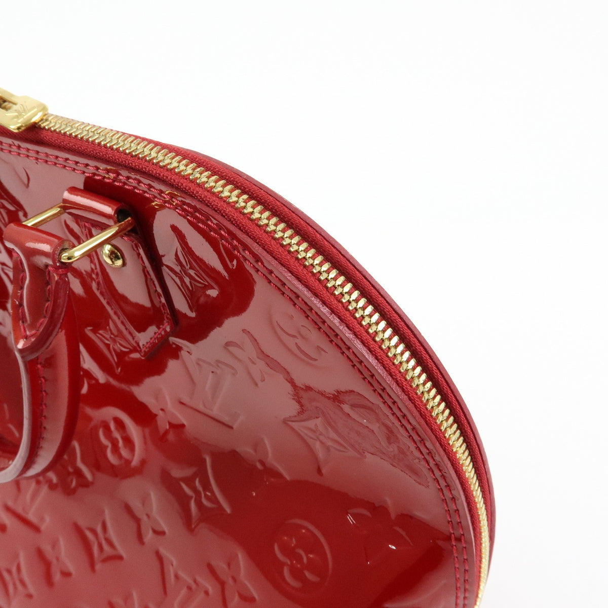 Louis Vuitton Alma Monogram Vernis Red Patent_Leather Handbag (Pre-Owned)