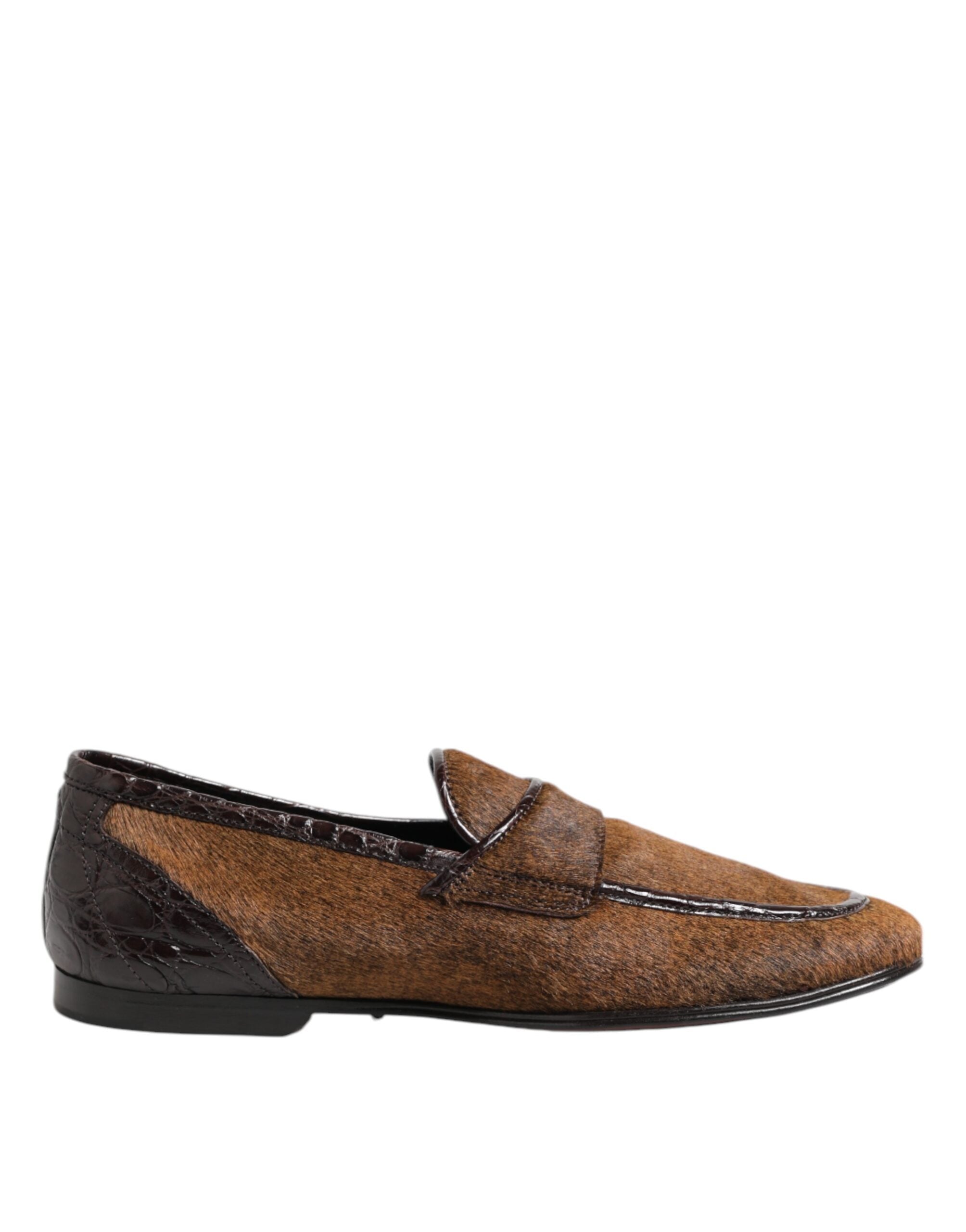 Dolce & Gabbana Brown Loafers Leather Slip On Men Dress Men's Shoes