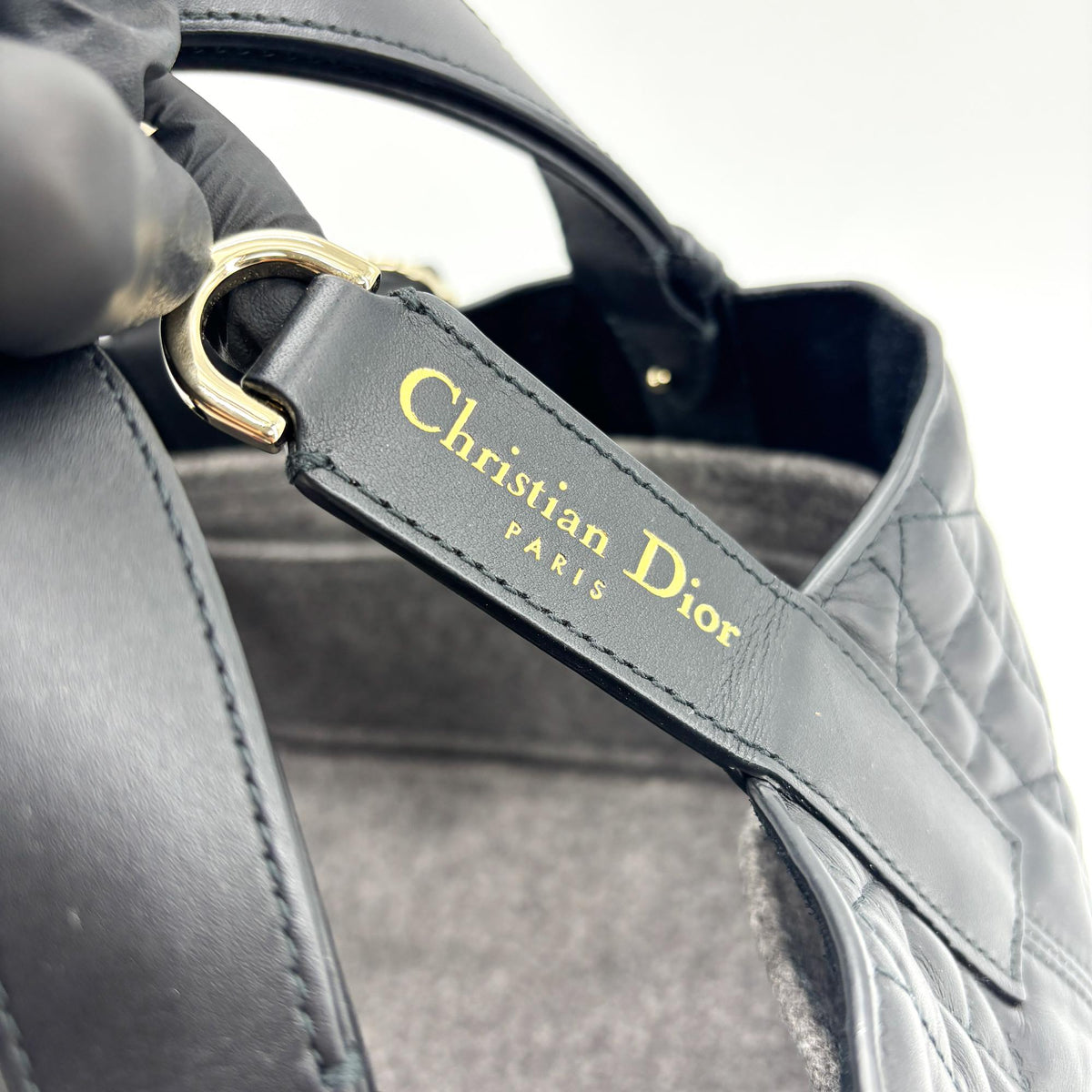 Christian Dior Toujours Macrocannage Quilt Calfskin Black Leather Tote Bag Bag (Pre-Owned)