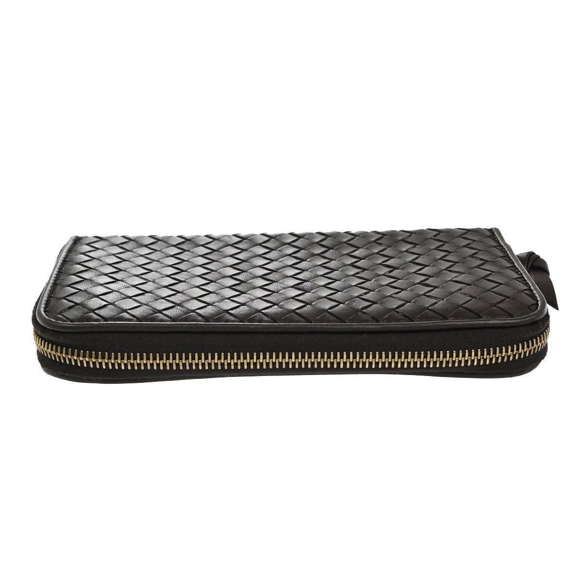Bottega Veneta Intrecciato Long Zip Leather Brown Leather Wallets Accessory (Pre-Owned)