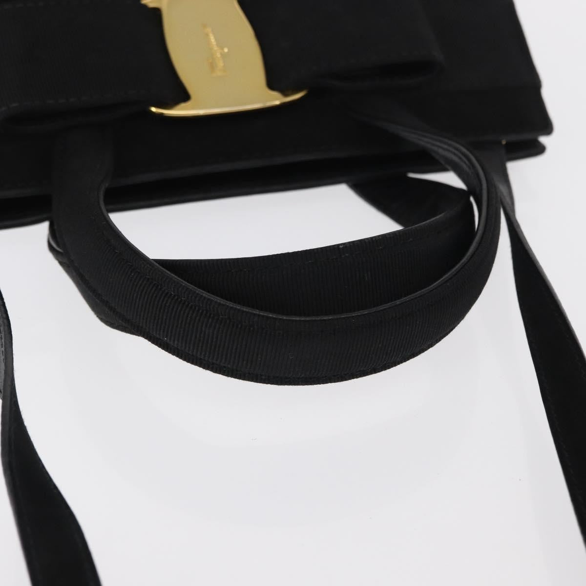Salvatore Ferragamo Convertible Vara Bow Suede Black Suede Handbag (Pre-Owned)