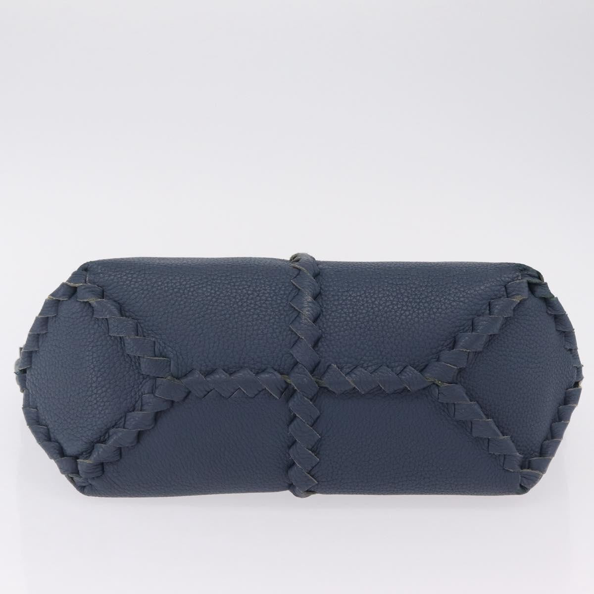 Bottega Veneta Zip Hobo Cervo With Intrecciato Detail Blue Leather Shoulder Bag Bag (Pre-Owned)