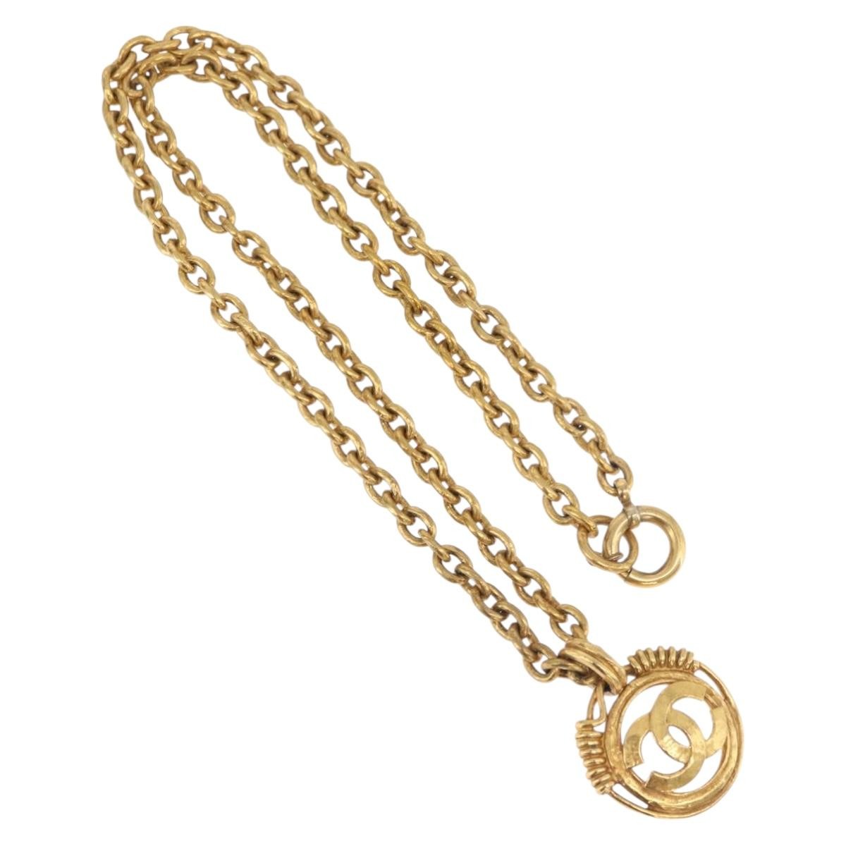 Chanel Cc Pendant Metal Gold Metal Necklace Jewelry (Pre-Owned)