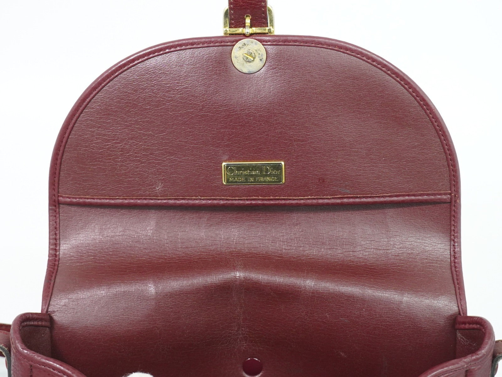 Christian Dior Vintage Cd Flap Leather Burgundy Leather Shoulder Bag Bag (Pre-Owned)