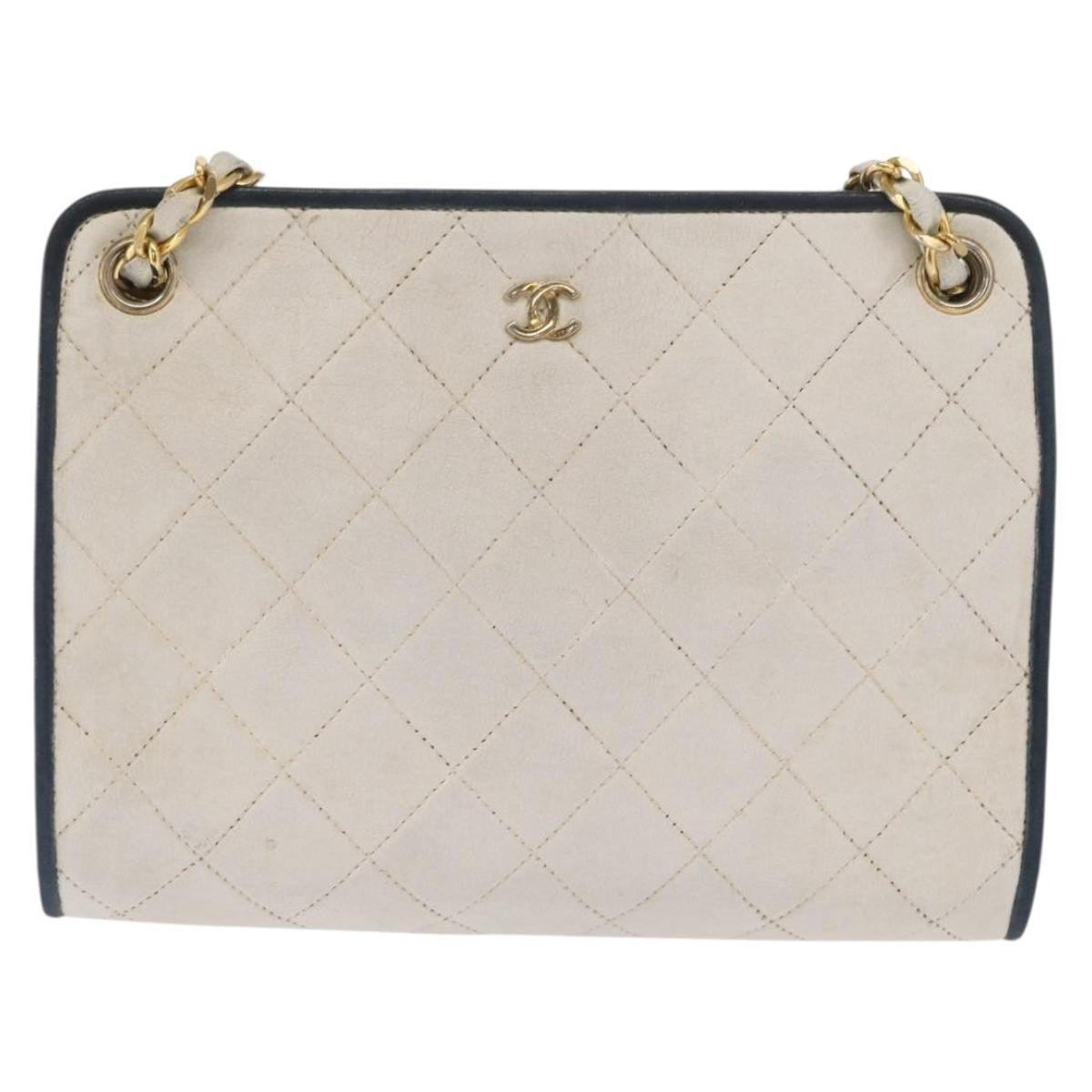 Chanel Chain Leather White Leather Shoulder Bag Bag (Pre-Owned)
