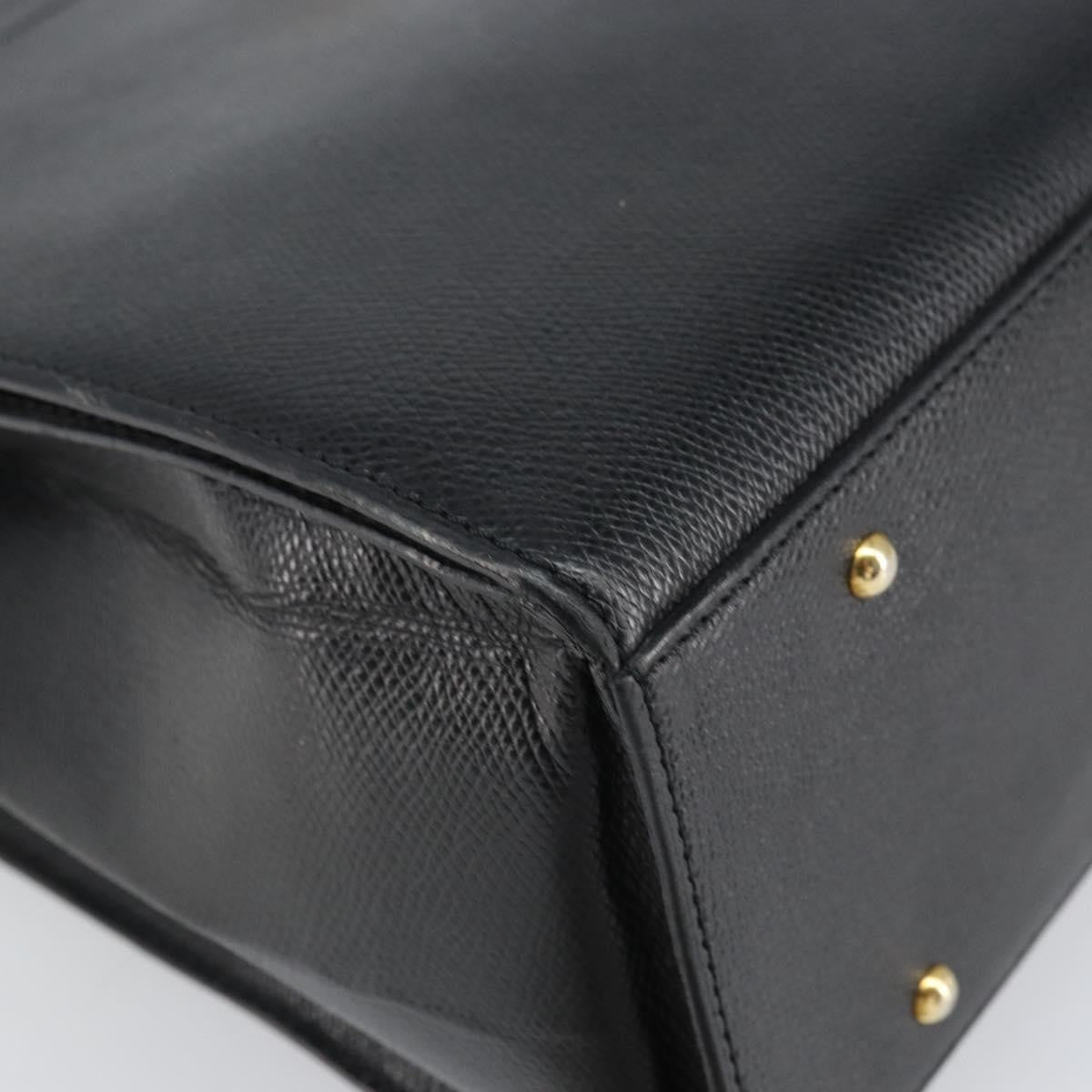 Celine Vintage Turn Lock Shoulder Leather Black Leather Handbag (Pre-Owned)
