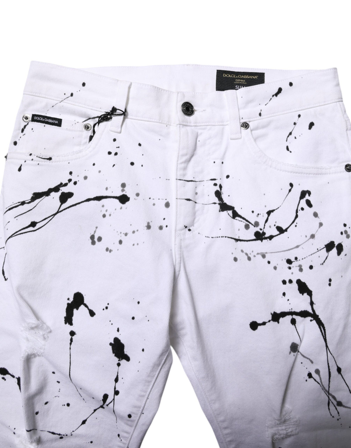 Dolce & Gabbana White ColorSplash Skinny Denim Men's Jeans (Pre-Owned)