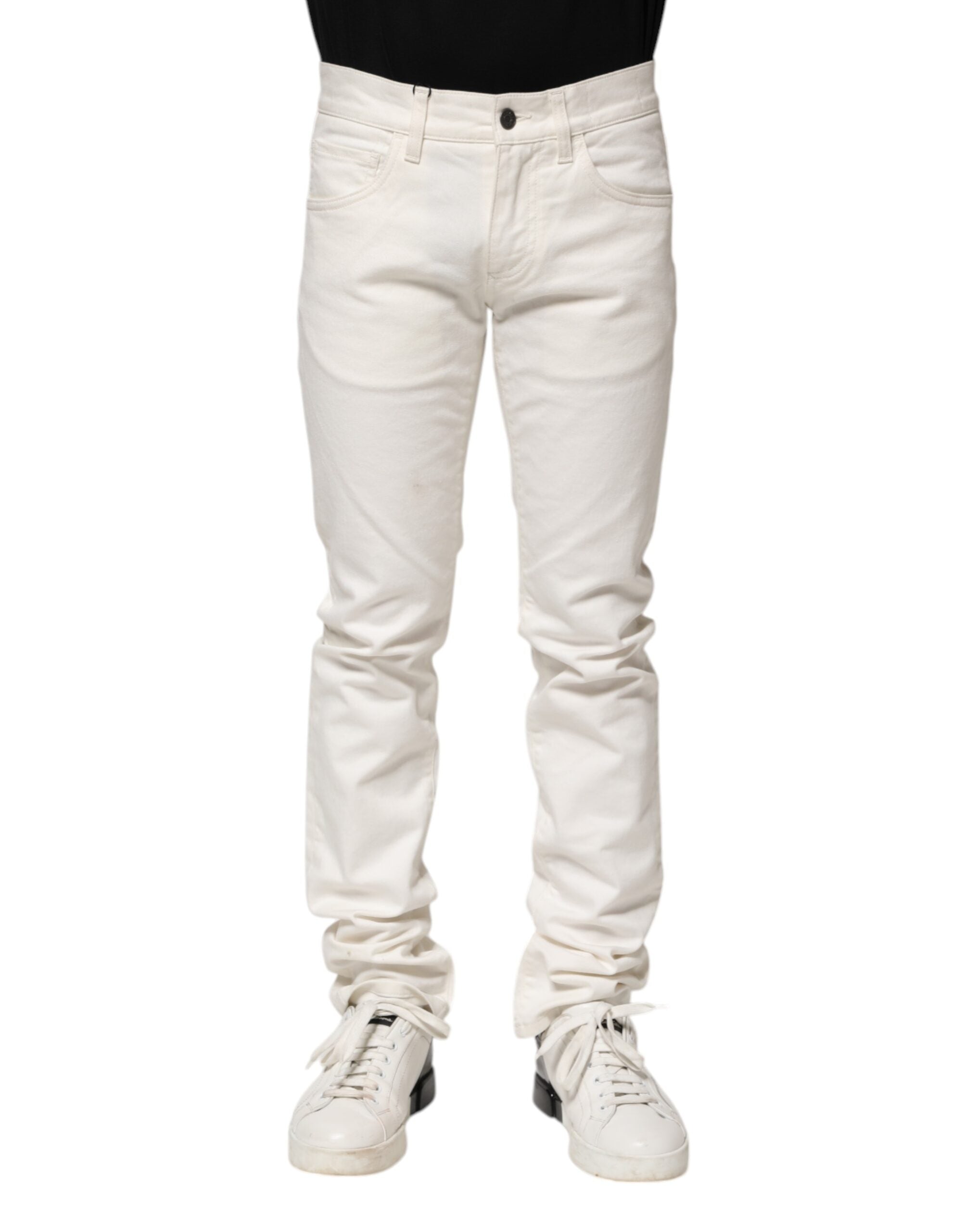 Dolce & Gabbana White Cotton Skinny Men Denim Men's Jeans (Pre-Owned)