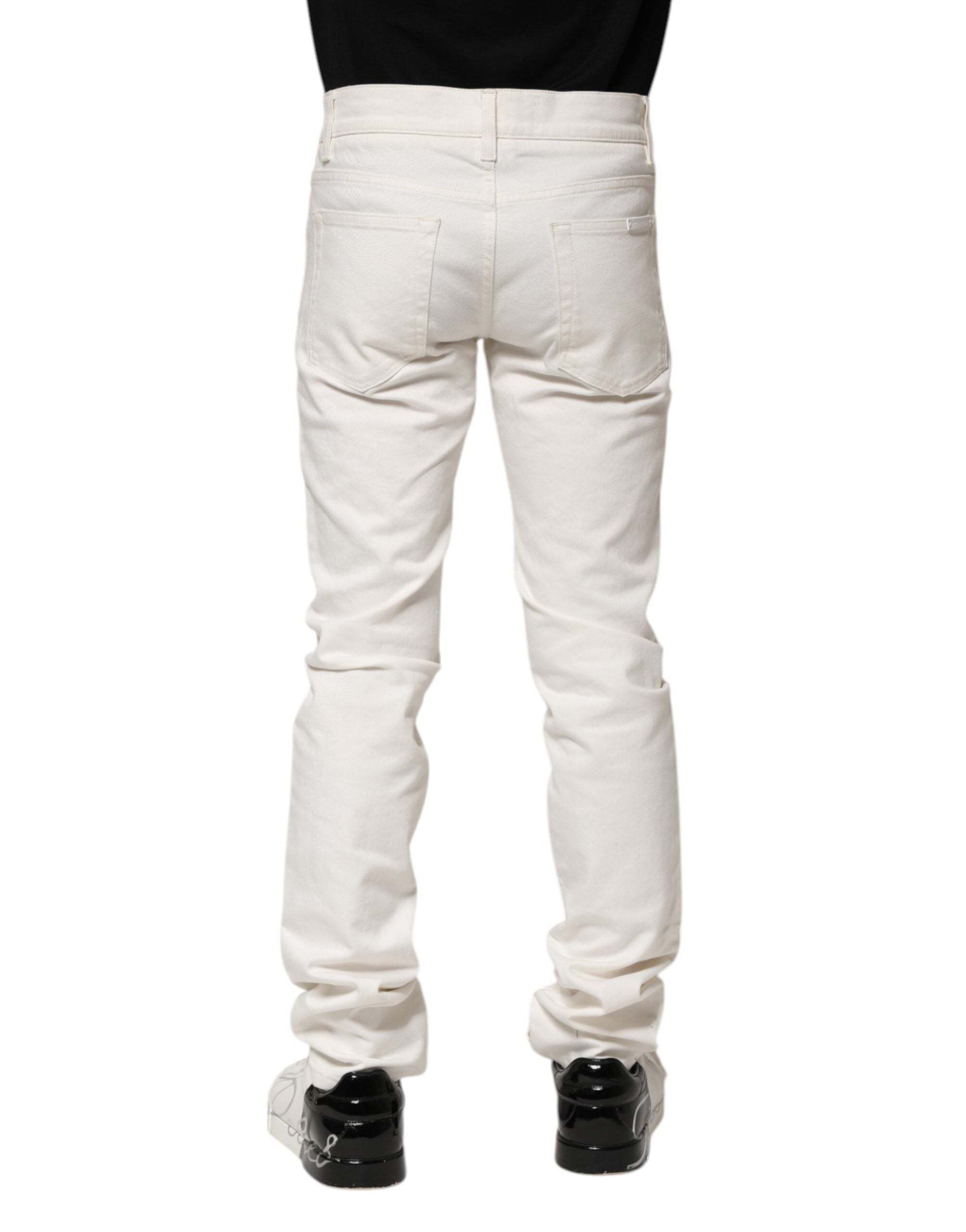 Dolce & Gabbana White Cotton Skinny Men Denim Men's Jeans (Pre-Owned)