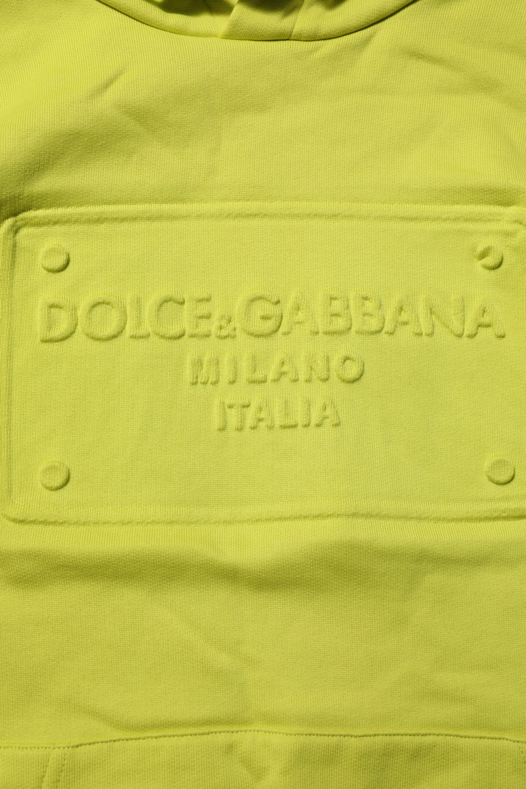 Dolce & Gabbana Green Cotton Hooded Logo Sweatshirt Men's Sweater