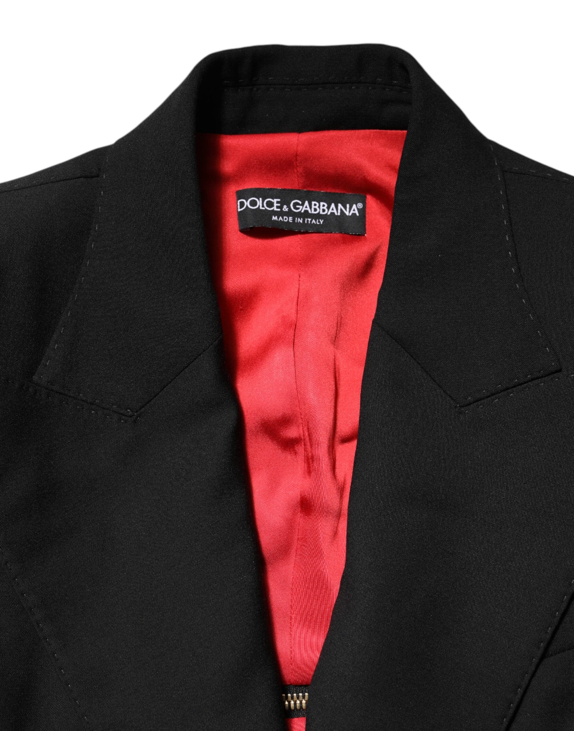 Dolce & Gabbana Black Wool Zipper Detailing Blazer Women's Jacket (Pre-Owned)