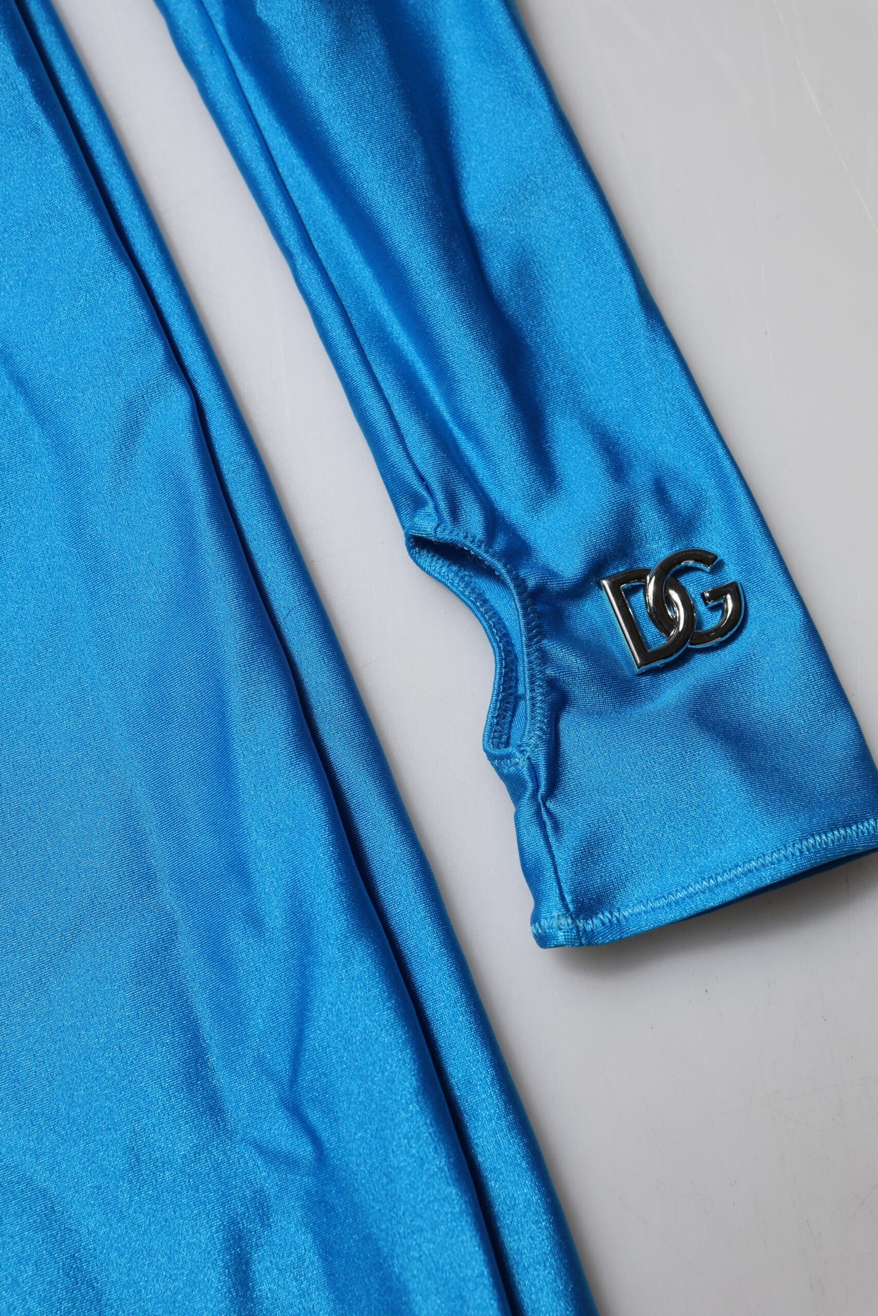 Dolce & Gabbana Blue Nylon Turtleneck Bodycon Jumpsuit Women's Dress (Pre-Owned)