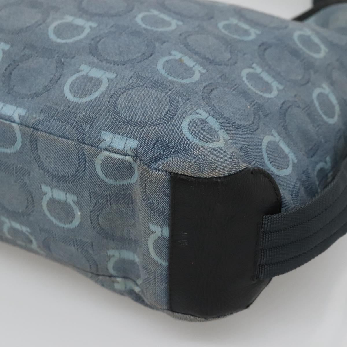 Salvatore Ferragamo Gancini Canvas Blue Canvas Shoulder Bag Bag (Pre-Owned)