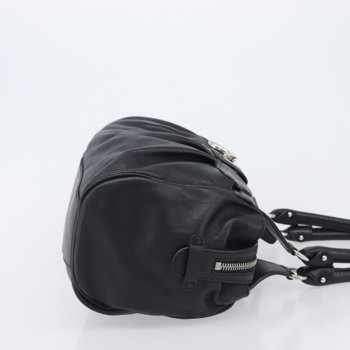 Salvatore Ferragamo Gancini Leather Black Leather Handbag (Pre-Owned)