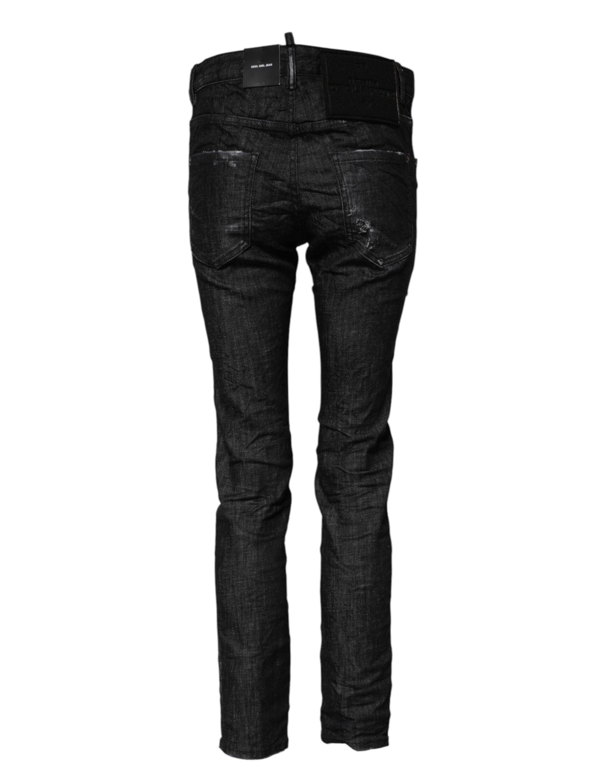 Dsquared² Black Washed Cotton Mid Waist Skinny Women's Jeans