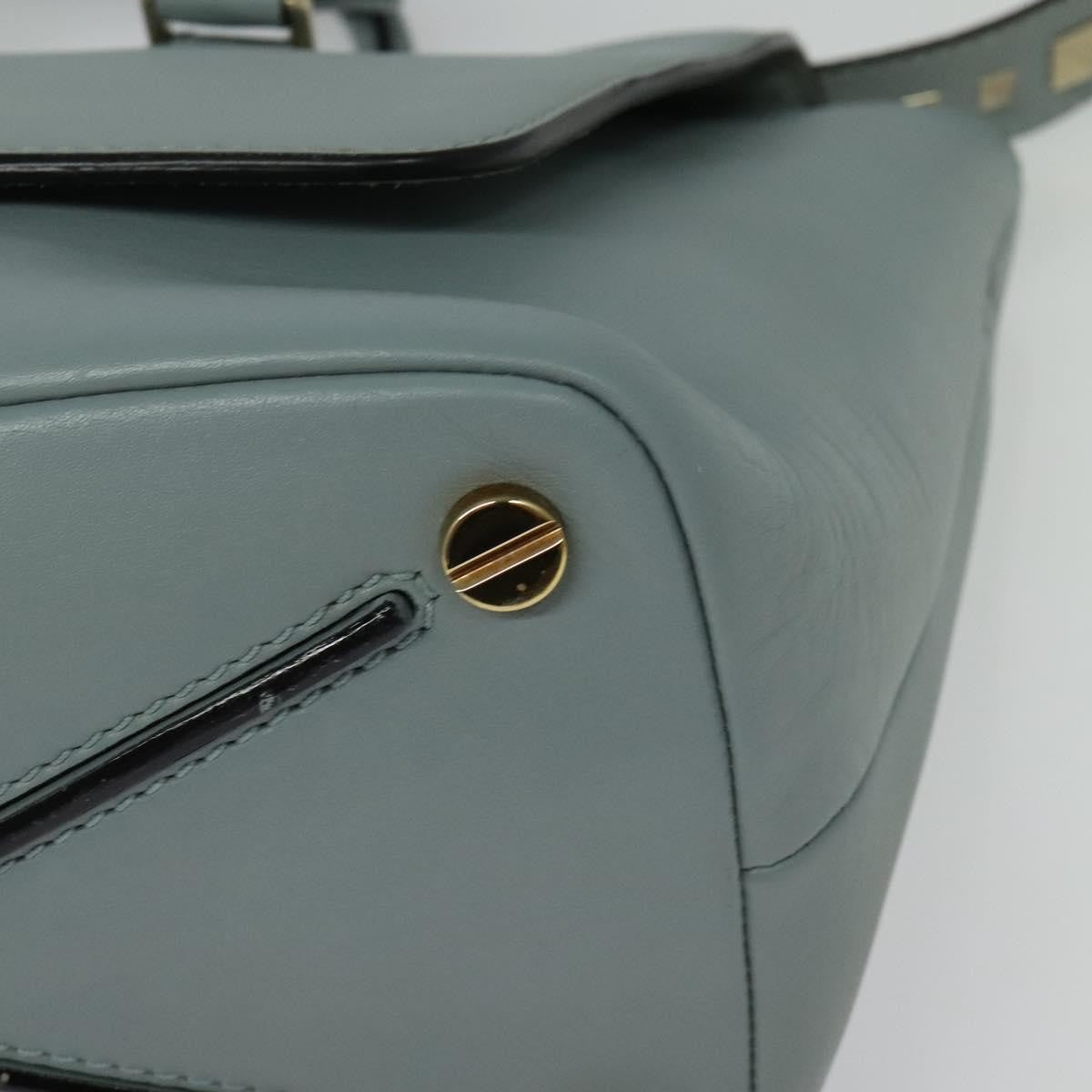 Valentino Garavani Demilune Flap Satchel Leather Blue Leather Bag (Pre-Owned)